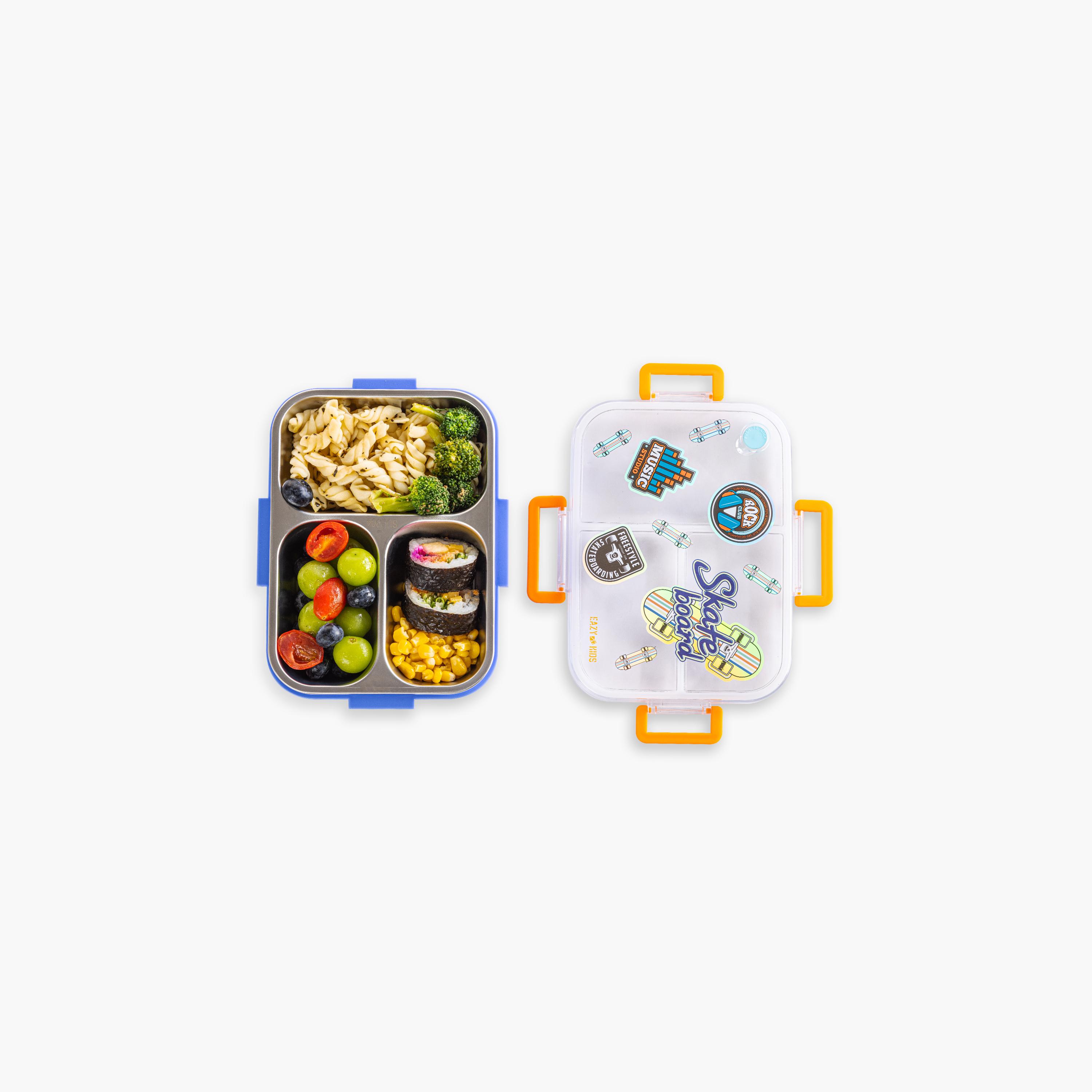 Eazy Kids 3-Compartment Stainless Steel Bento Lunch Box - 800 ml - Skate Board - Purple-school-lunchessentials-lunchboxes-image-12