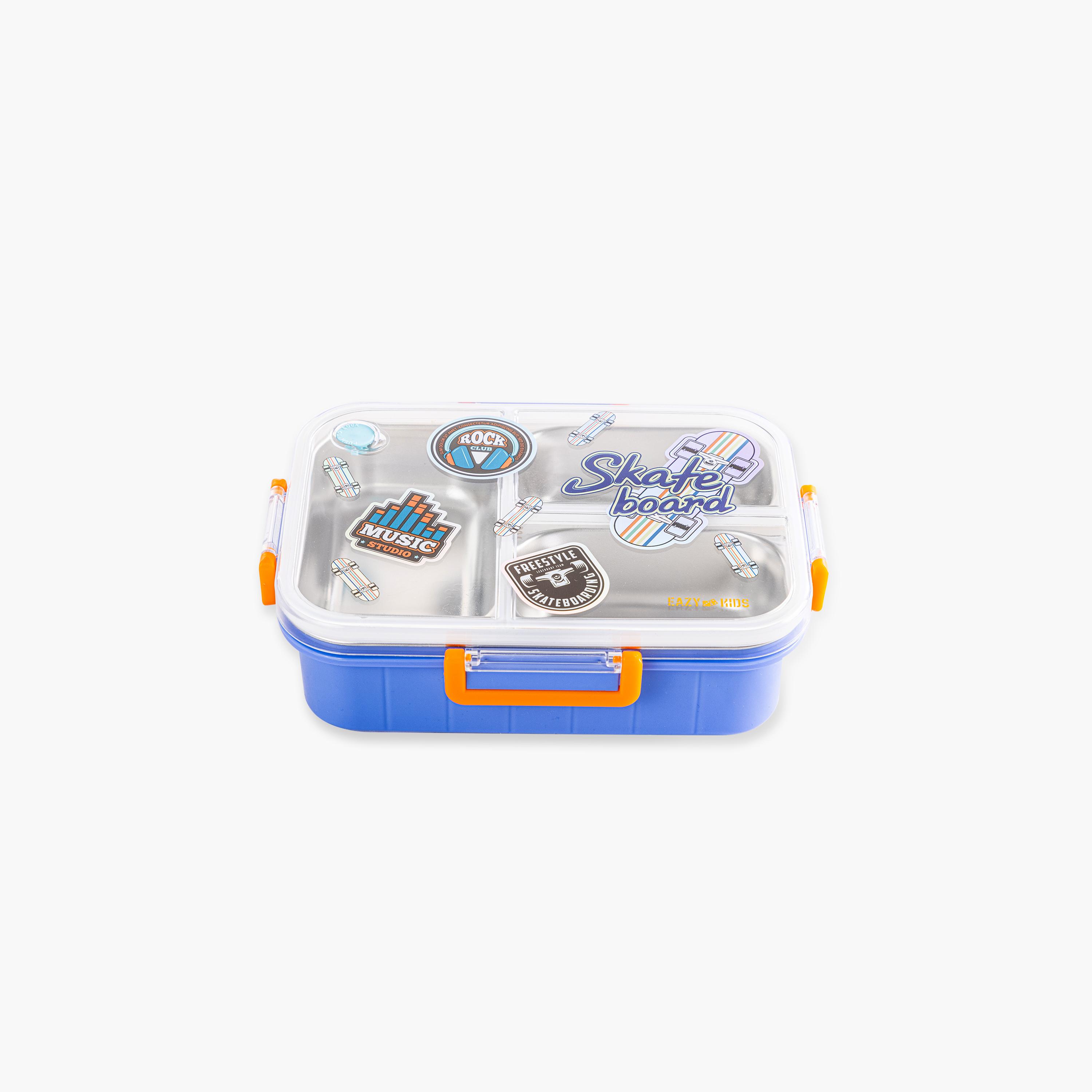 Eazy Kids 3-Compartment Stainless Steel Bento Lunch Box - 800 ml - Skate Board - Purple-school-lunchessentials-lunchboxes-image-6