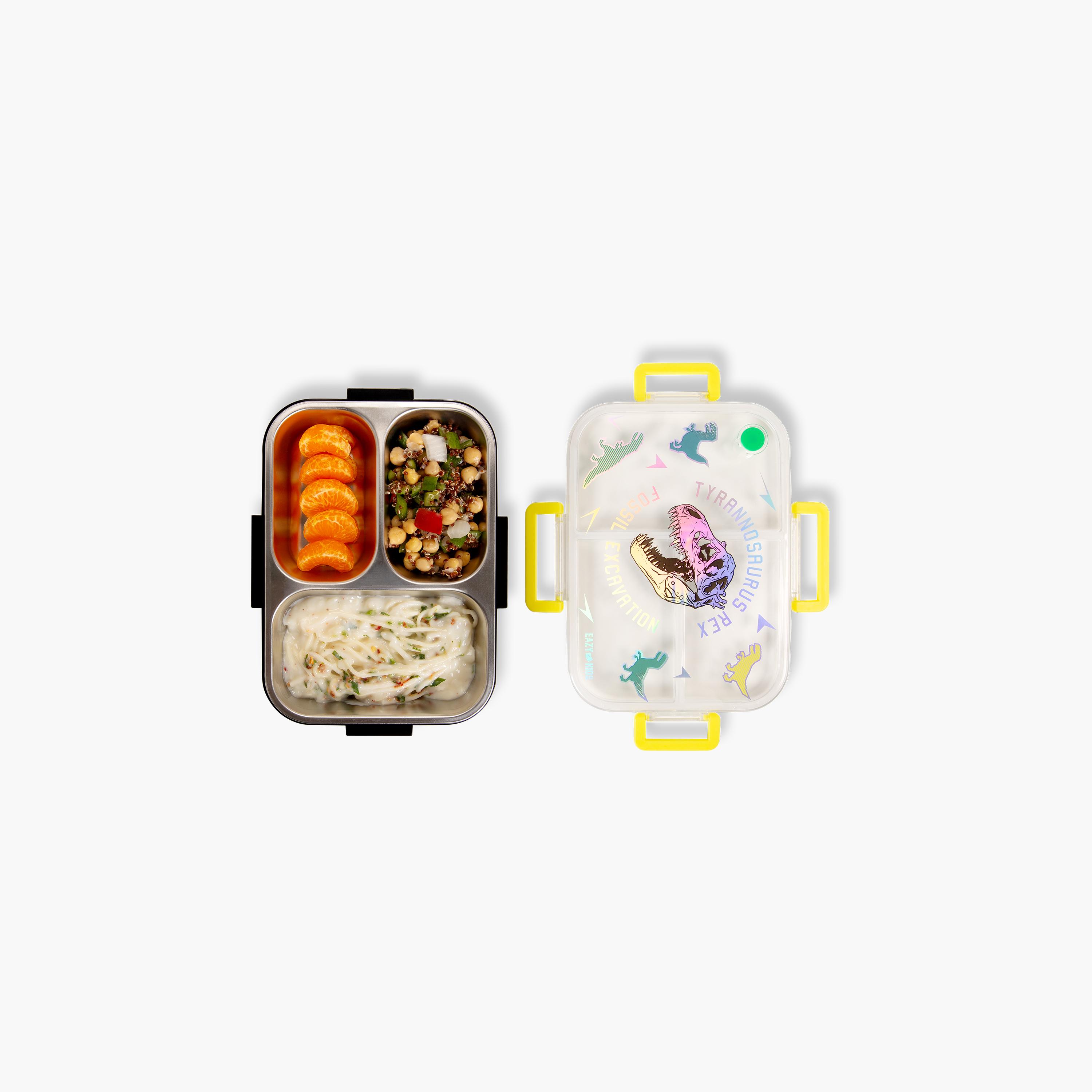 Eazy Kids 3-Compartment Stainless Steel Bento Lunch Box - 800 ml - T-Rex - Purple-school-lunchessentials-lunchboxes-image-4