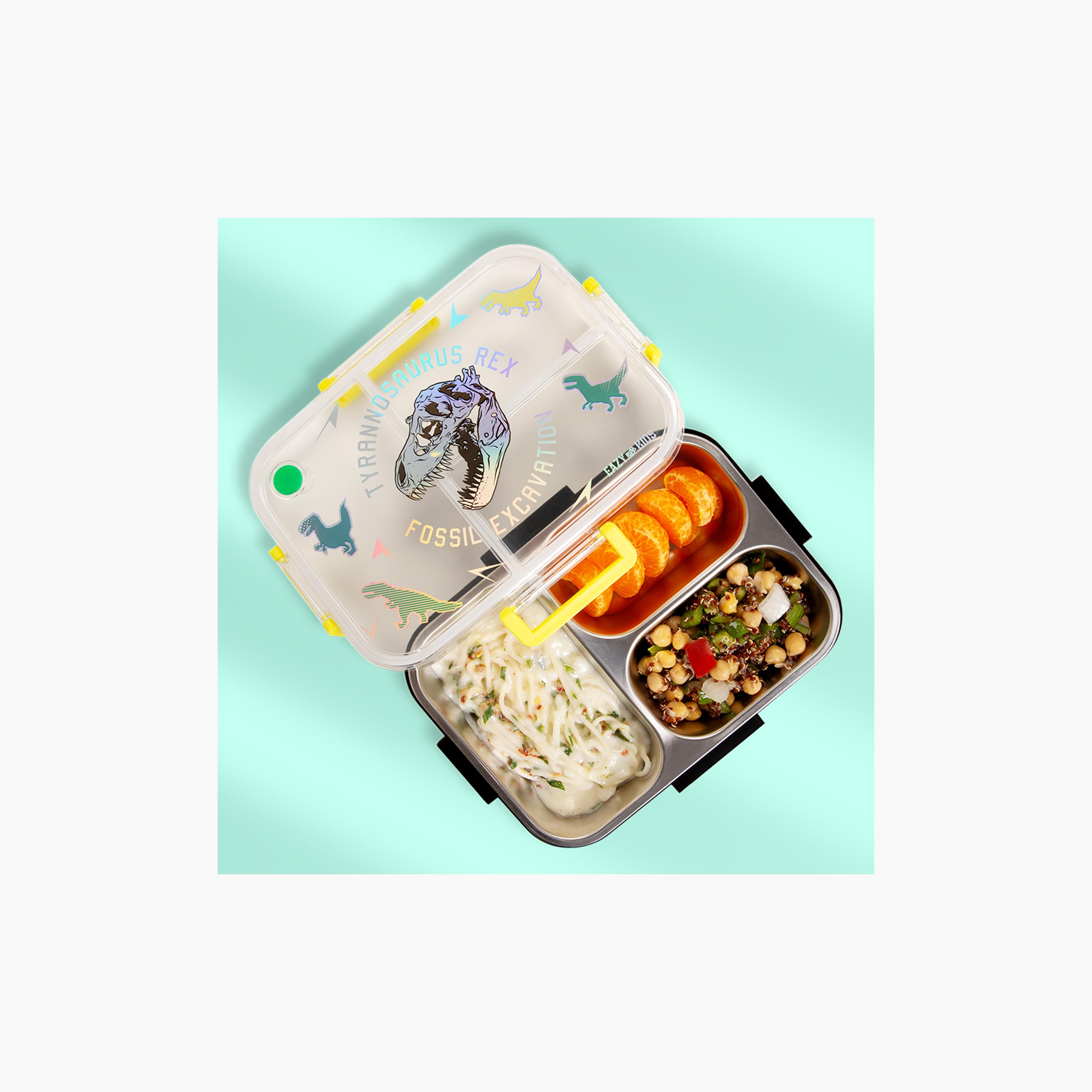 Eazy Kids 3-Compartment Stainless Steel Bento Lunch Box - 800 ml - T-Rex - Purple-school-lunchessentials-lunchboxes-image-5