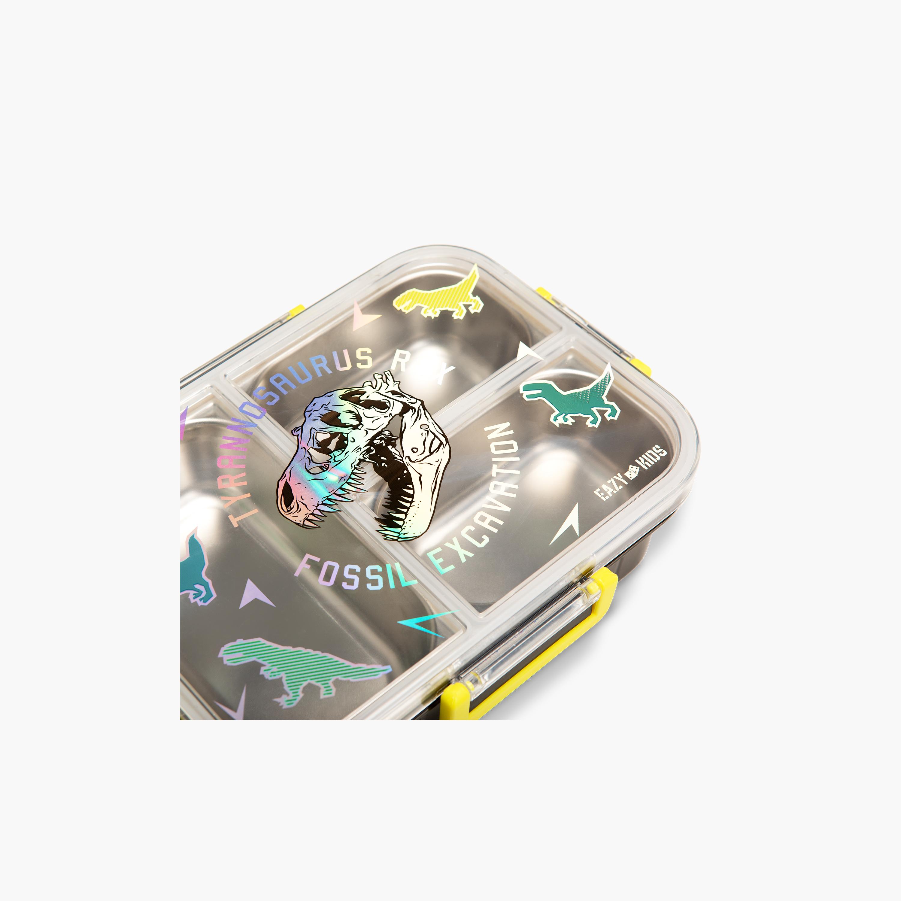 Eazy Kids 3-Compartment Stainless Steel Bento Lunch Box - 800 ml - T-Rex - Purple-school-lunchessentials-lunchboxes-image-6