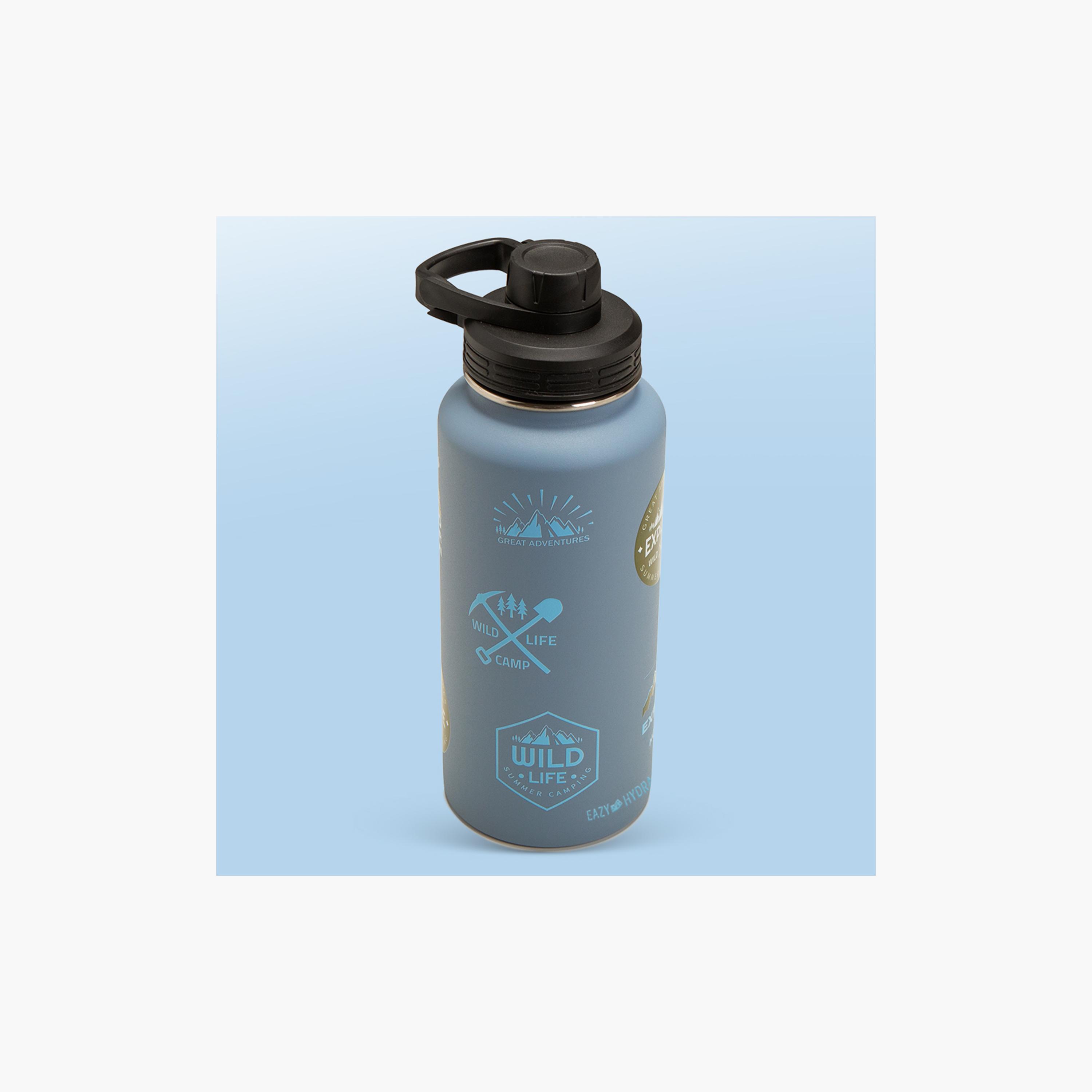 Eazy Kids Stainless Steel Water Bottle Explorer with Travel Sling Bag - 950 ml - Blue-school-waterbottles-image-8