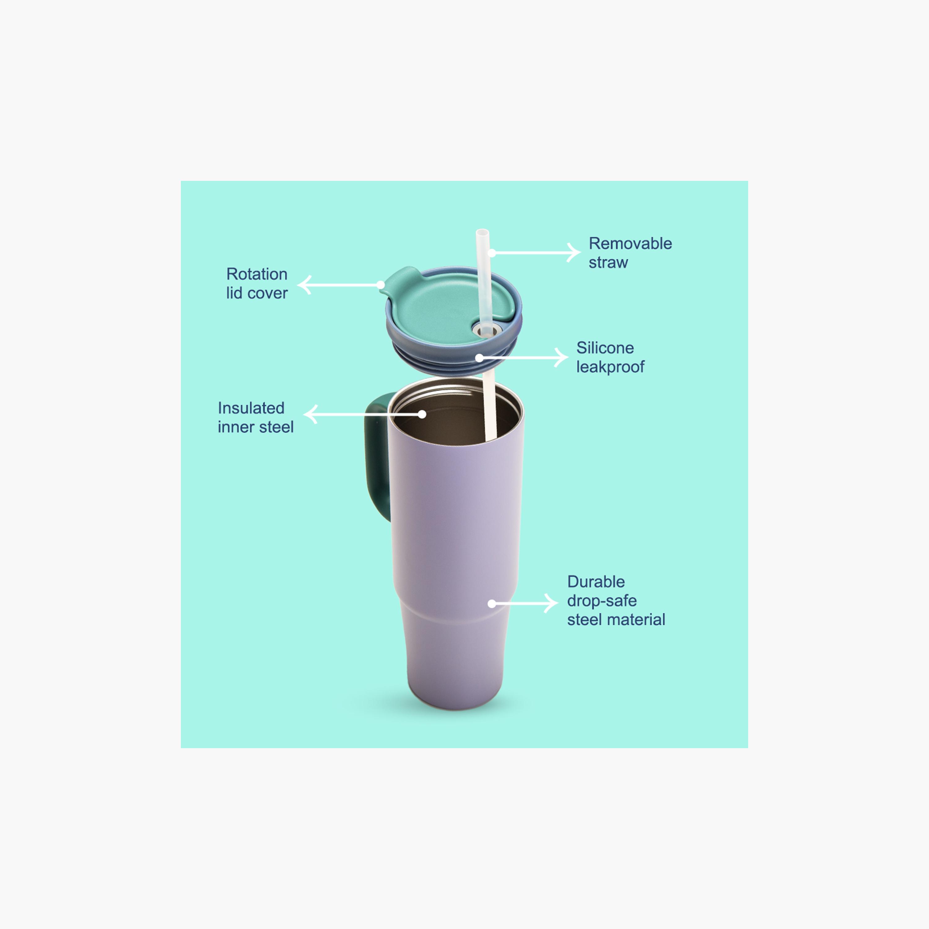 كوب سفر معزول من الفولاذ المقاوم للصدأ من إيزي كيدز - 900 مل - أبيض-school-waterbottles-image-3