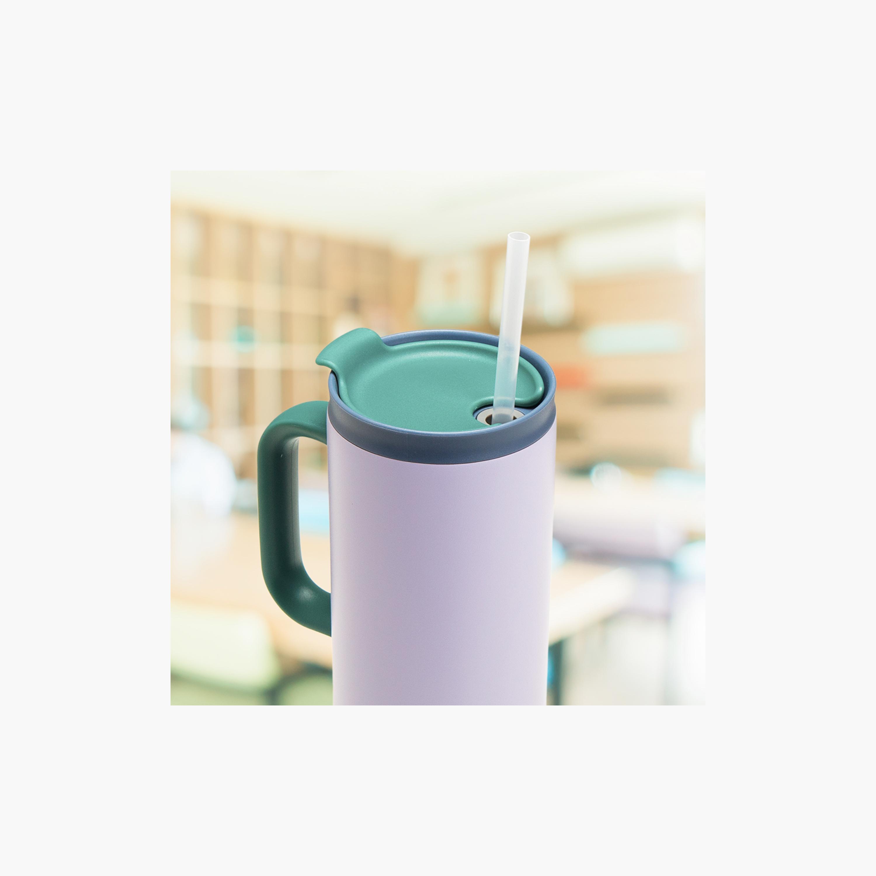 كوب سفر معزول من الفولاذ المقاوم للصدأ من إيزي كيدز - 900 مل - أبيض-school-waterbottles-image-5