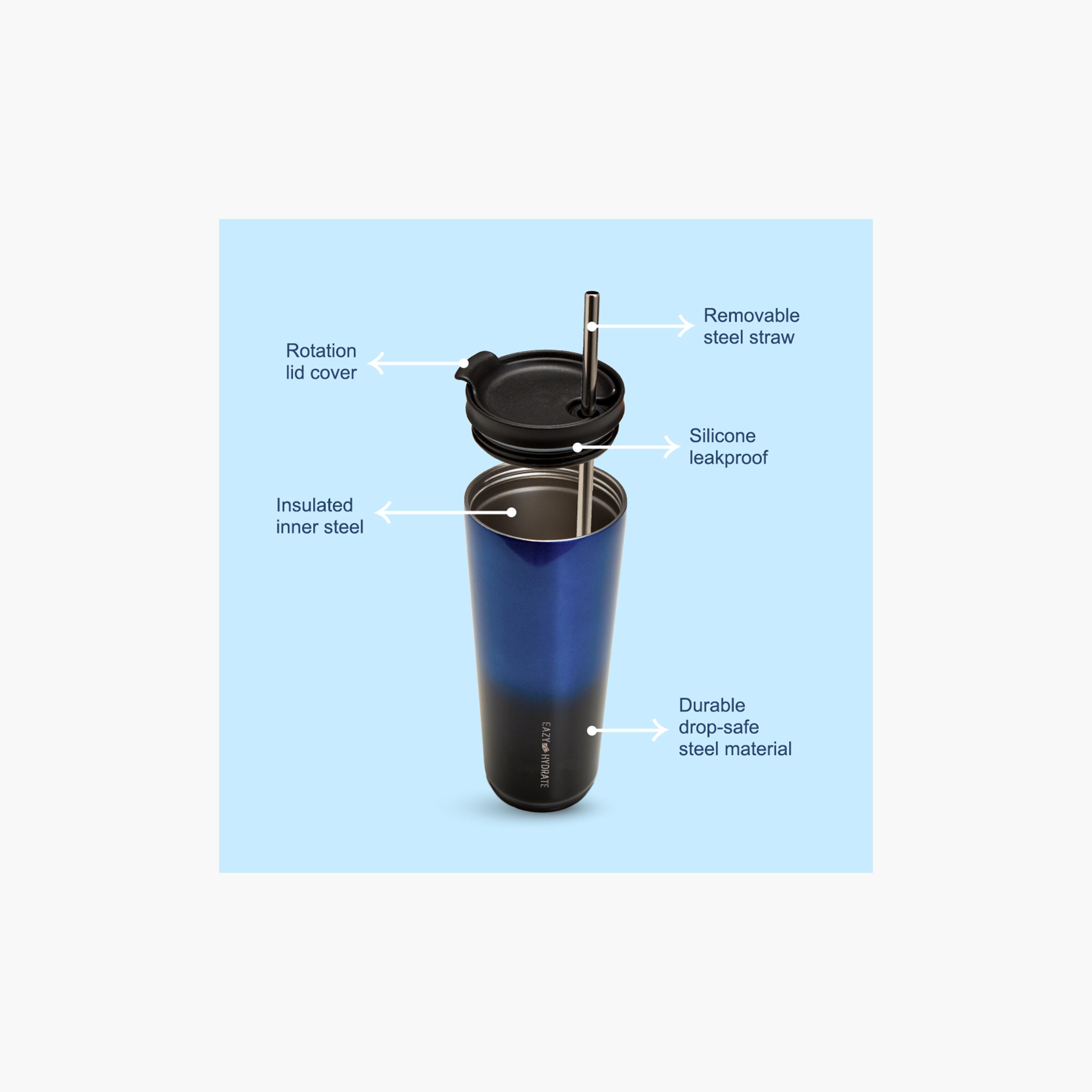 Eazy Kids Stainless Steel Insulated Water Bottle Tumbler - 700 ml - Blue-school-waterbottles-image-3
