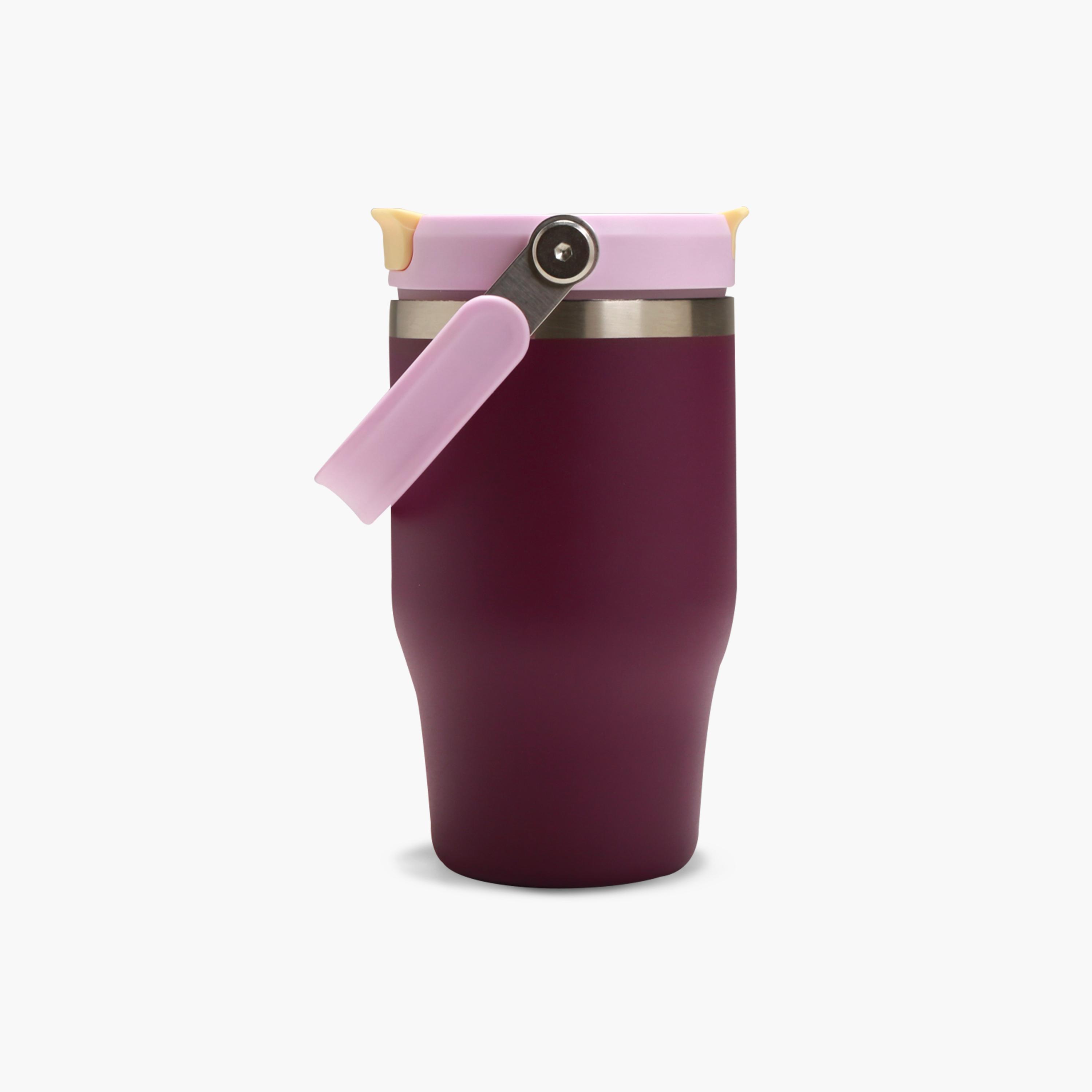 Eazy Kids Stainless Steel Vacuum Insulated Tumbler with handle - 500 ml - Purple-school-waterbottles-image-2