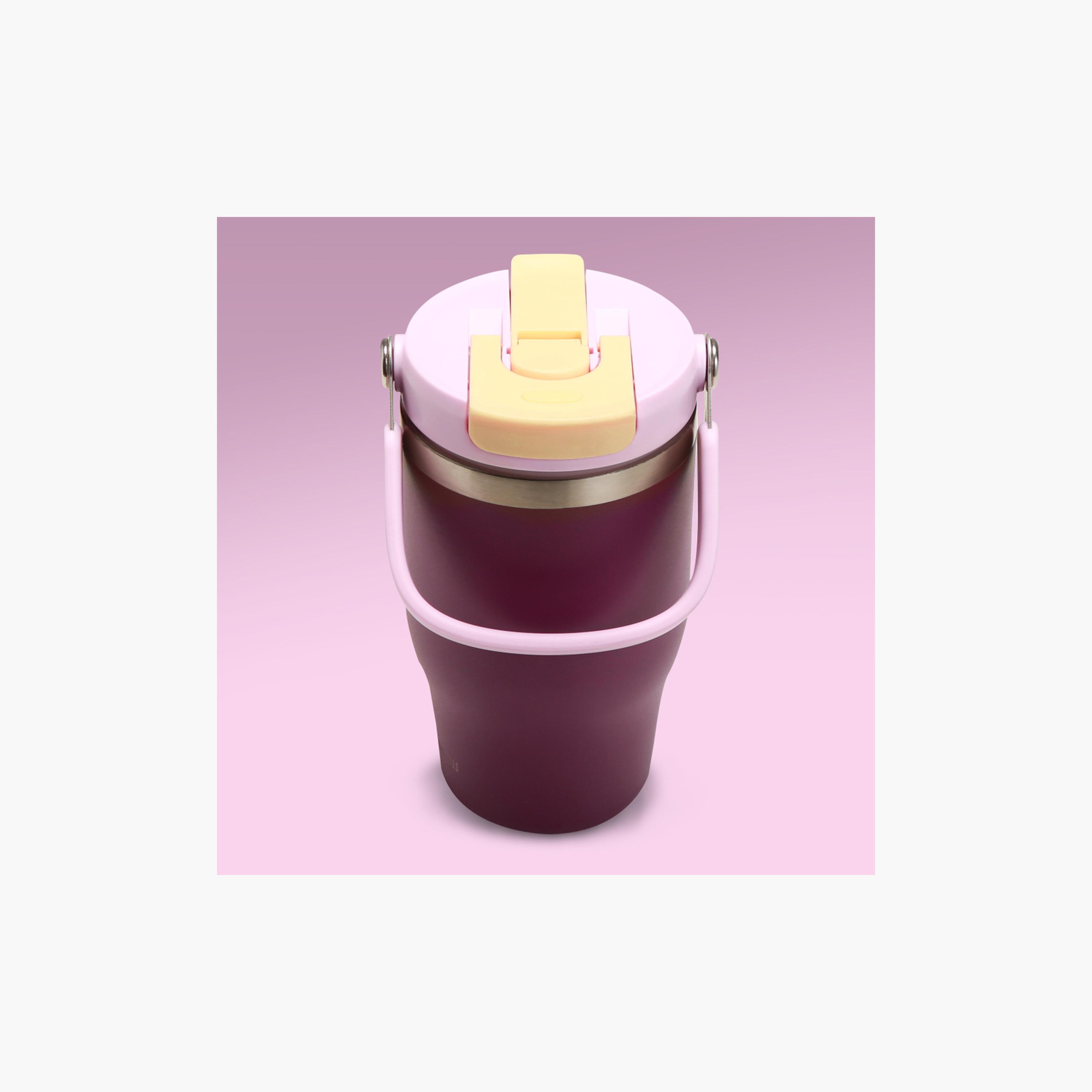 Eazy Kids Stainless Steel Vacuum Insulated Tumbler with handle - 500 ml - Purple-school-waterbottles-image-6