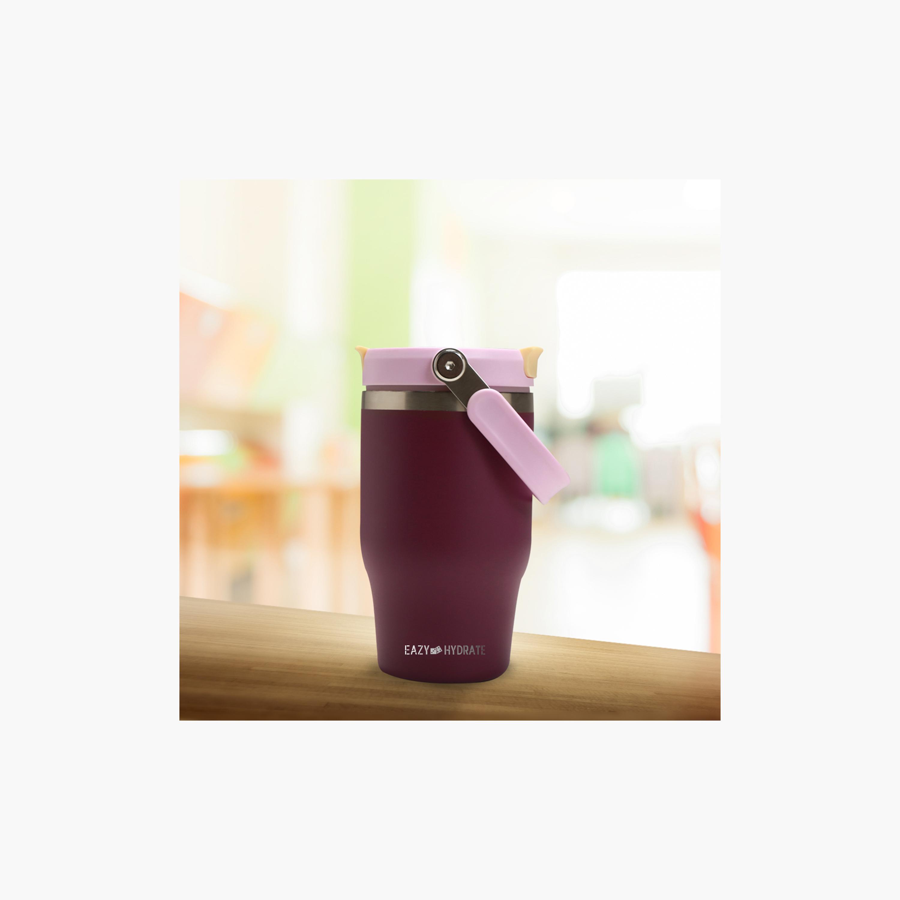 Eazy Kids Stainless Steel Vacuum Insulated Tumbler with handle - 500 ml - Purple-school-waterbottles-image-7