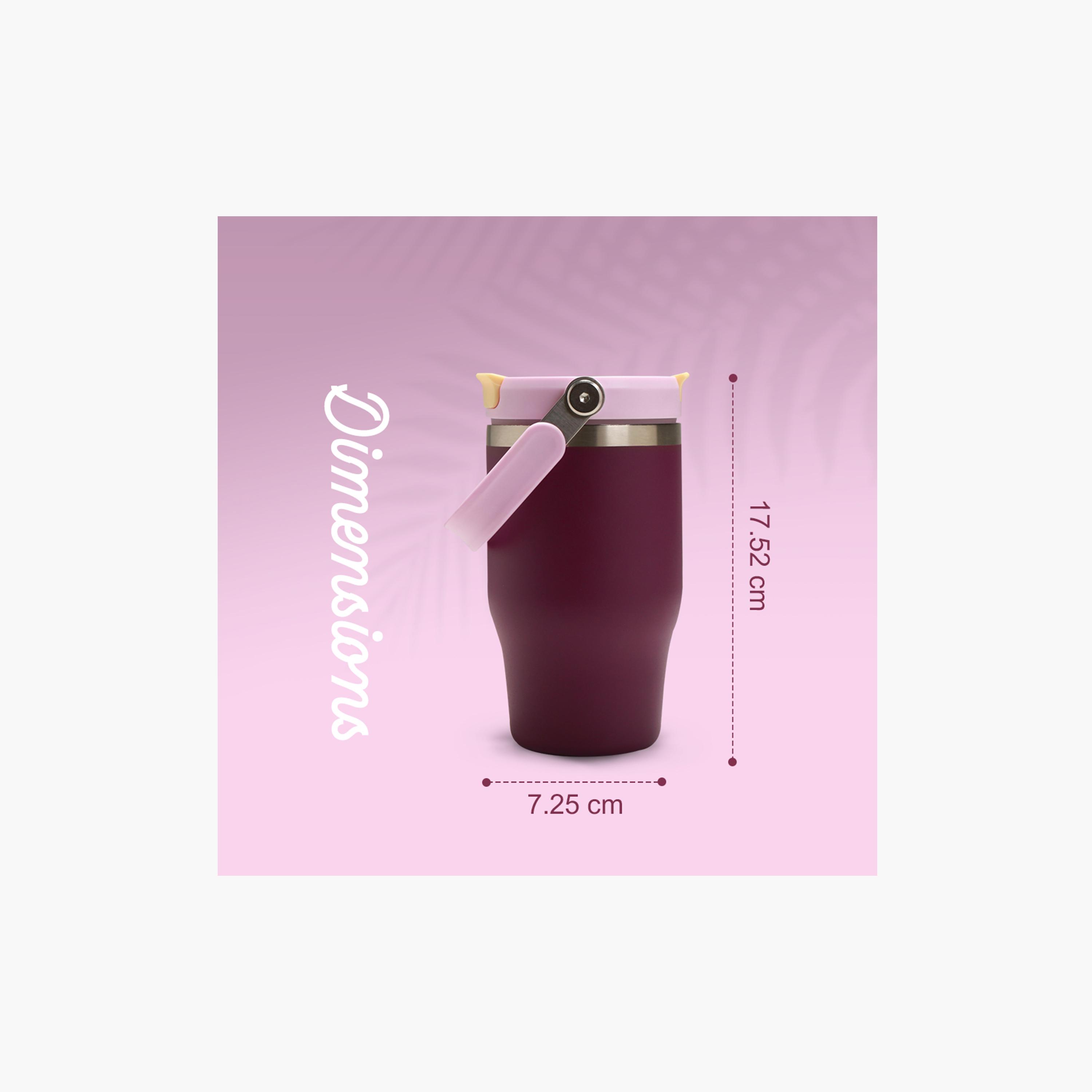 Eazy Kids Stainless Steel Vacuum Insulated Tumbler with handle - 500 ml - Purple-school-waterbottles-image-8