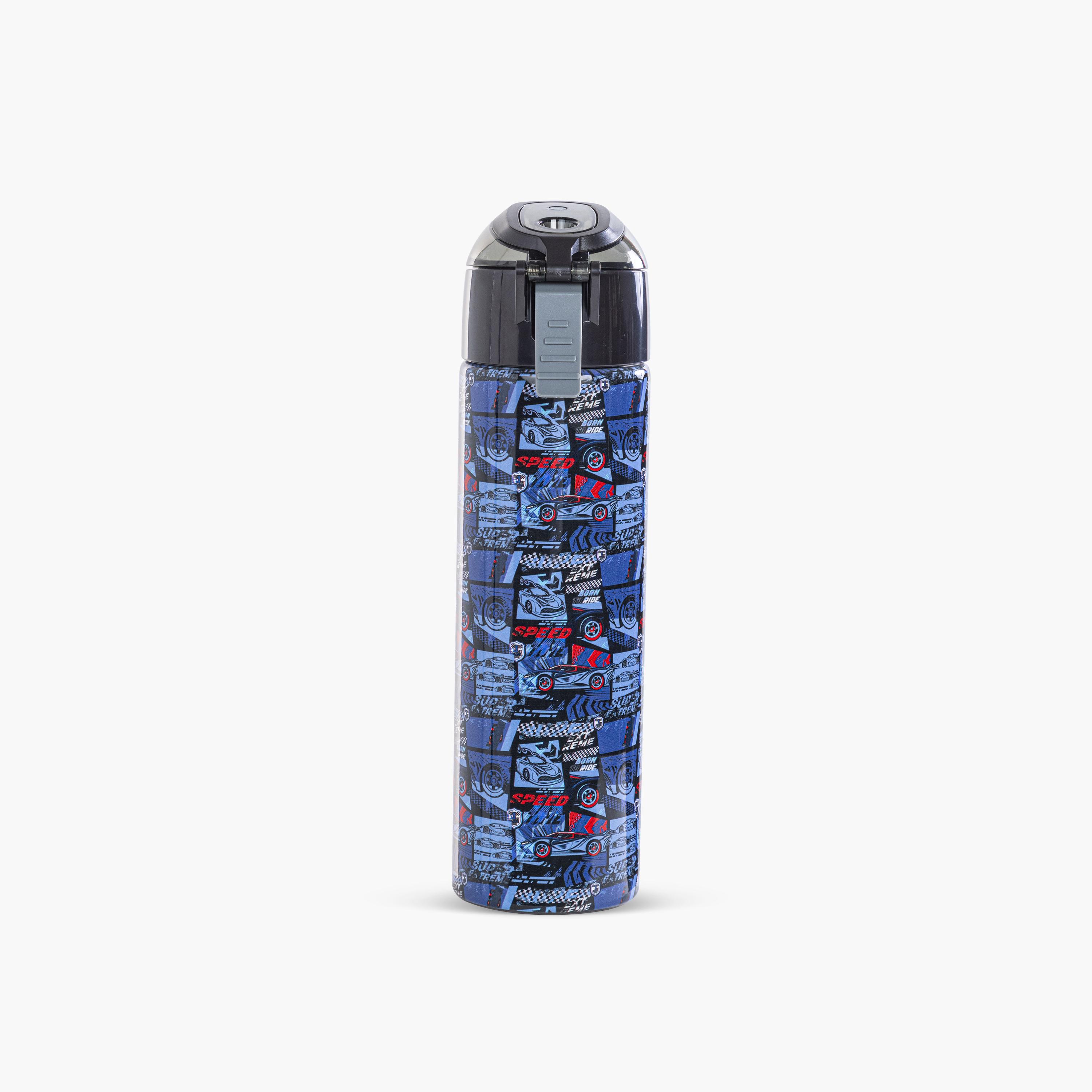 Eazy Kids Stainless Steel Insulated Water Bottle with Spray - 640 ml - T-Rex - Car Racing - Blue-school-waterbottles-image-2