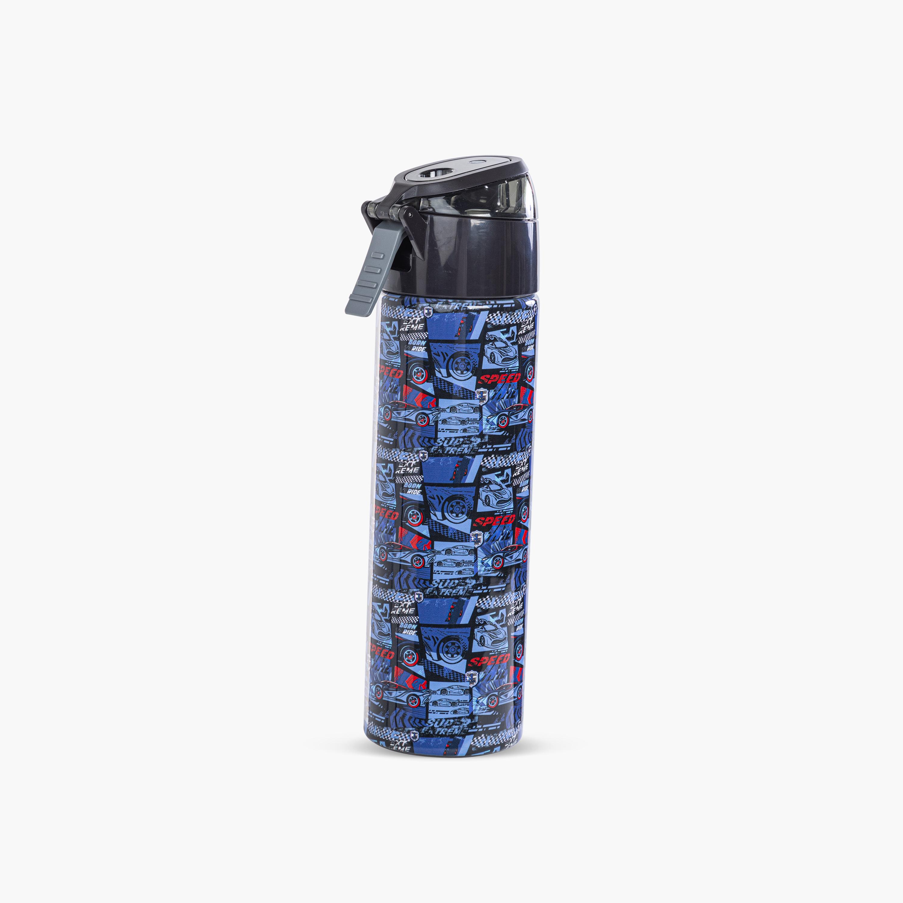 Eazy Kids Stainless Steel Insulated Water Bottle with Spray - 640 ml - T-Rex - Car Racing - Blue-school-waterbottles-image-3