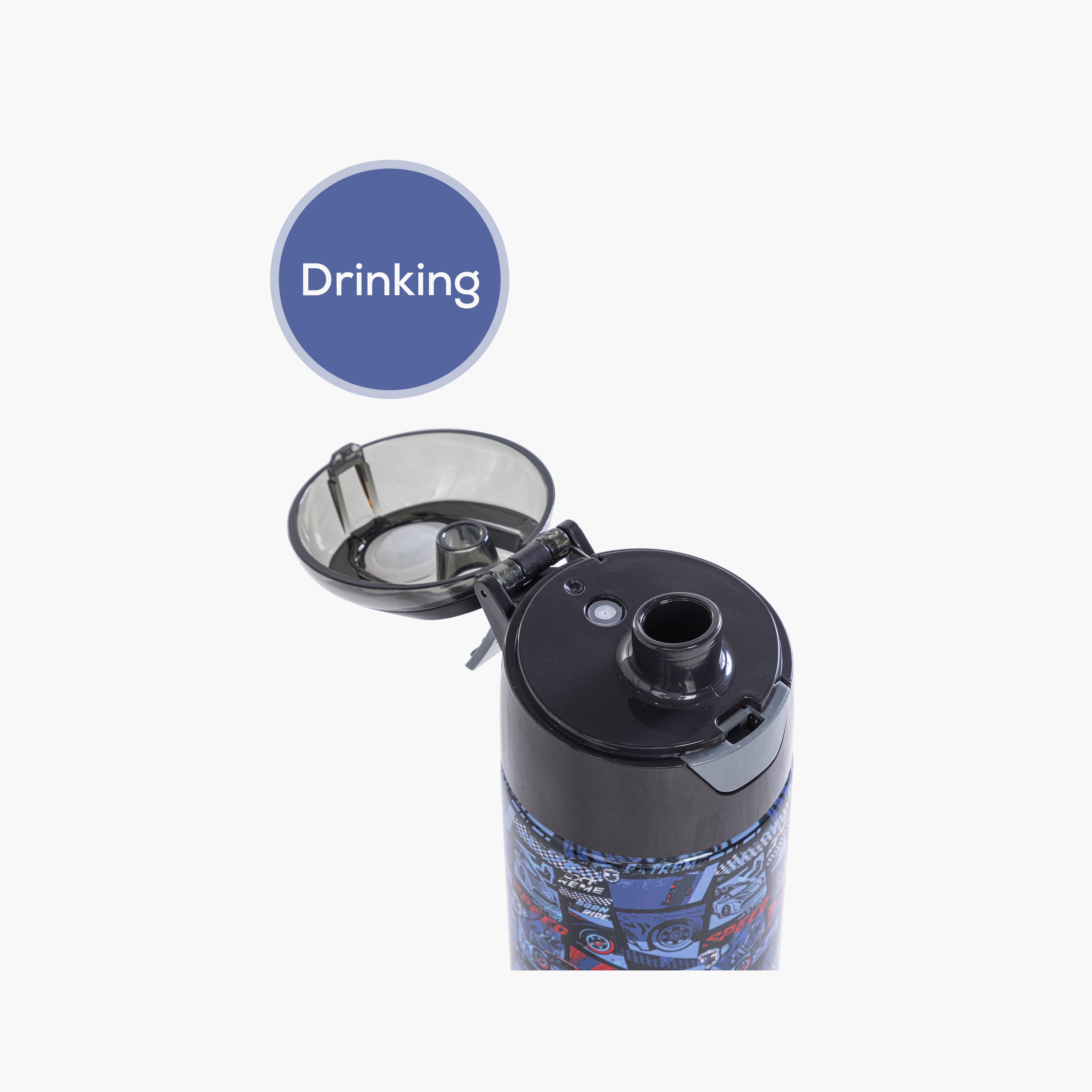 Eazy Kids Stainless Steel Insulated Water Bottle with Spray - 640 ml - T-Rex - Car Racing - Blue-school-waterbottles-image-6