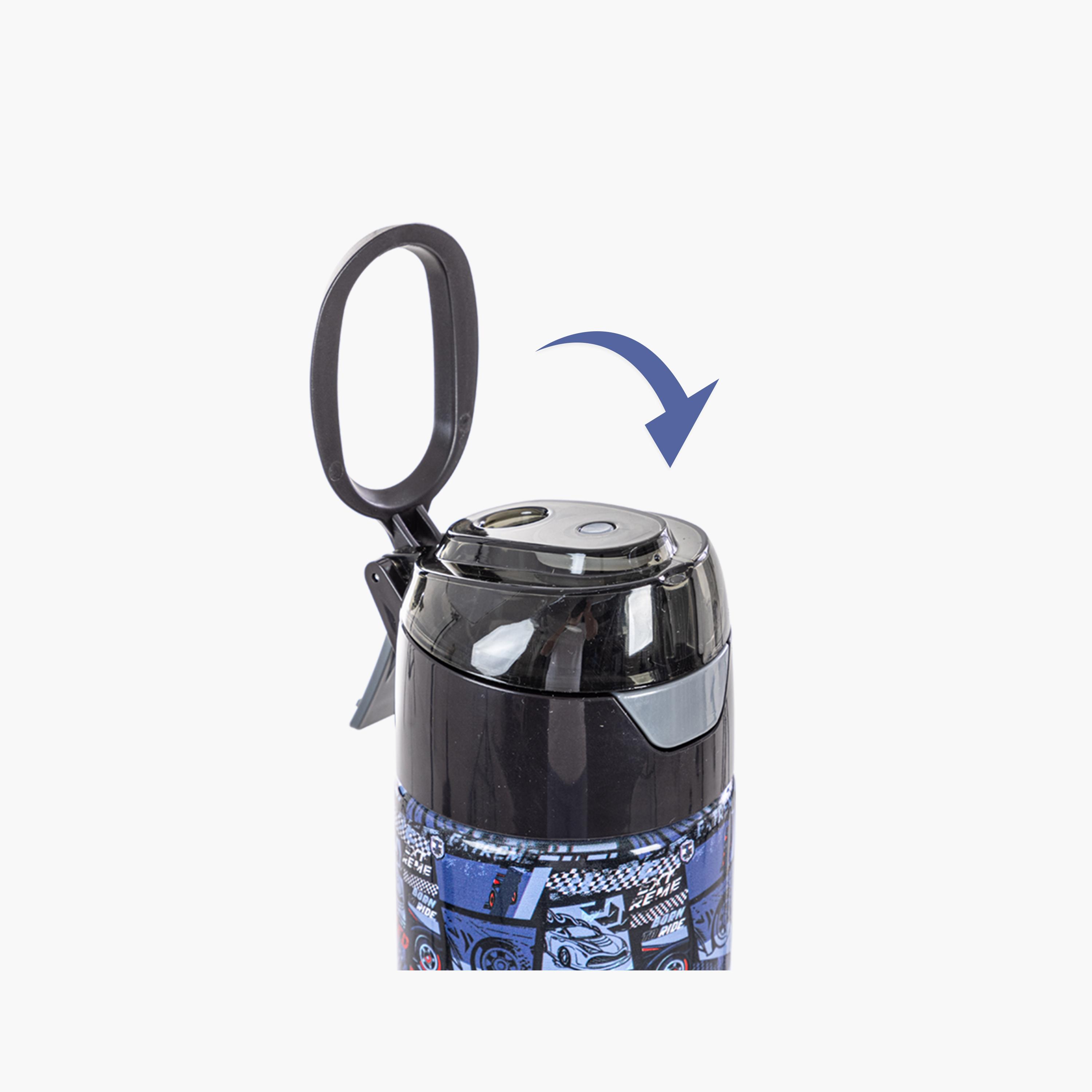 Eazy Kids Stainless Steel Insulated Water Bottle with Spray - 640 ml - T-Rex - Car Racing - Blue-school-waterbottles-image-7