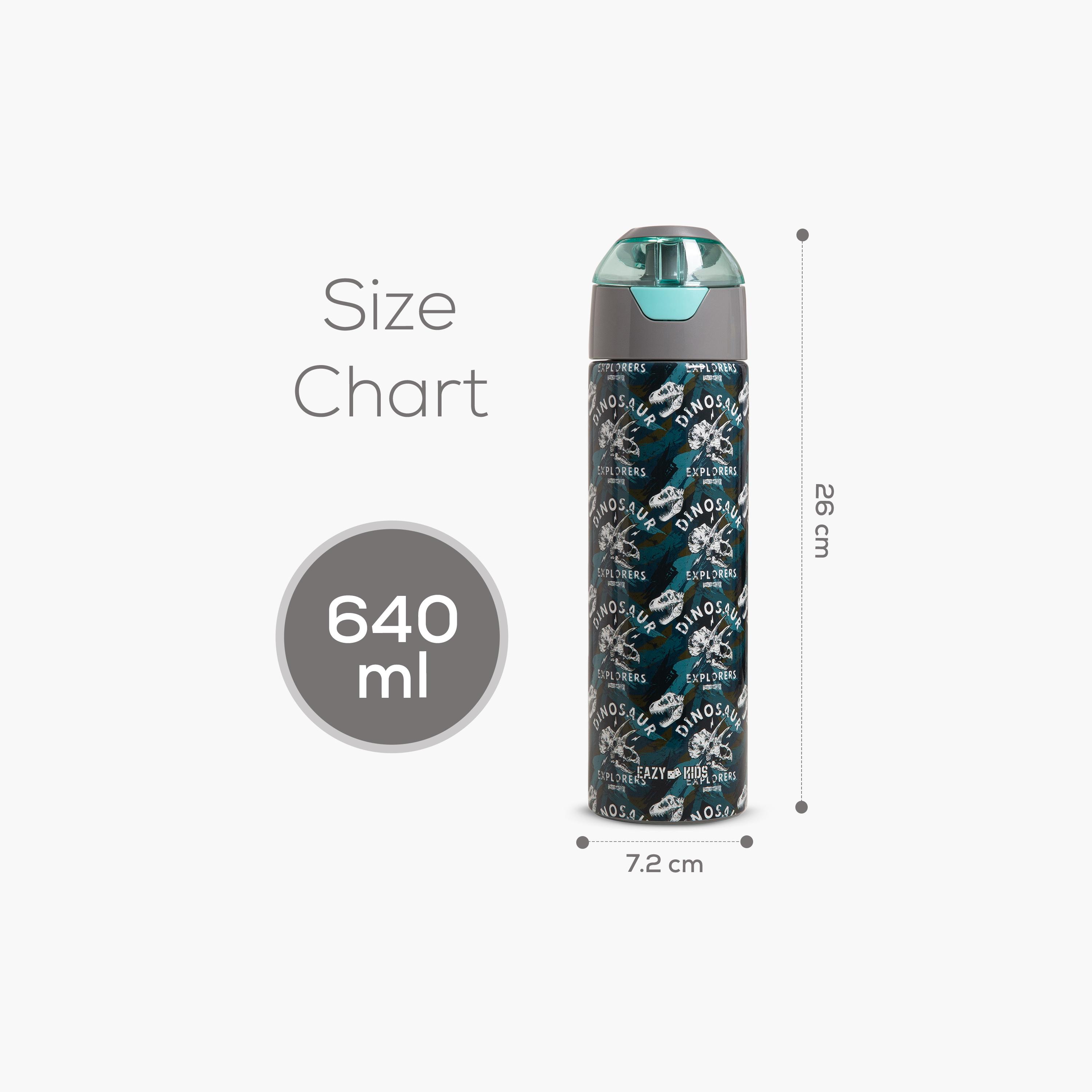 Eazy Kids Stainless Steel Insulated Water Bottle with Spray - 640 ml - Dinosaurs - Green-school-waterbottles-image-8