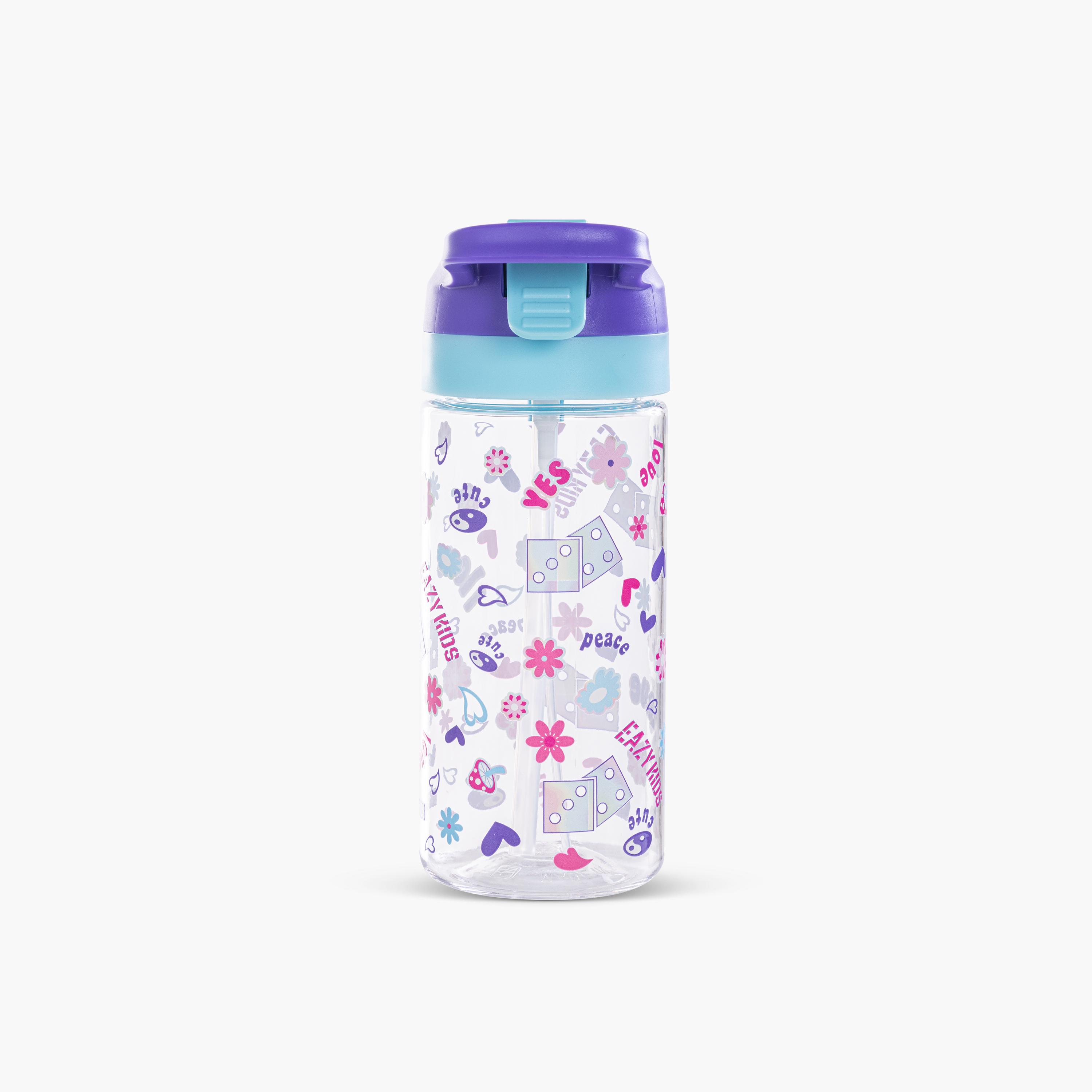Eazy Kids Tritan Water Bottle with Spray - 500 ml - Floral - Purple-school-waterbottles-image-2