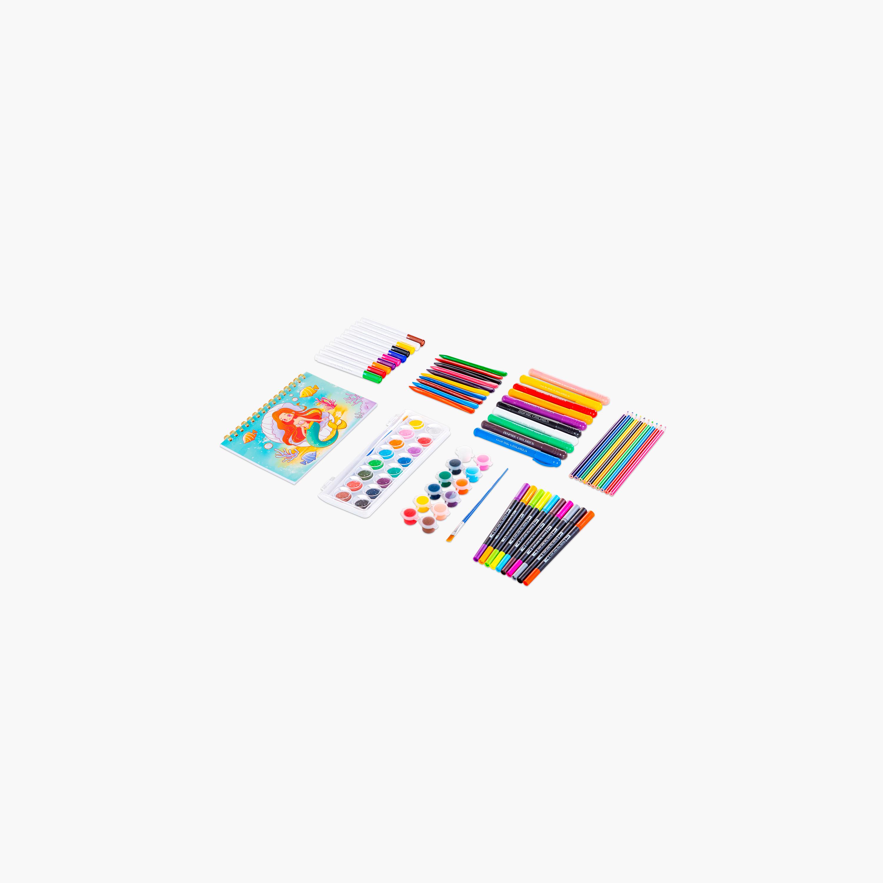 Eazy Kids 82-Piece Art Supplies Set Carrying Case with Paints, Crayons, Markers - Pink-school-artsandcrafts-image-4