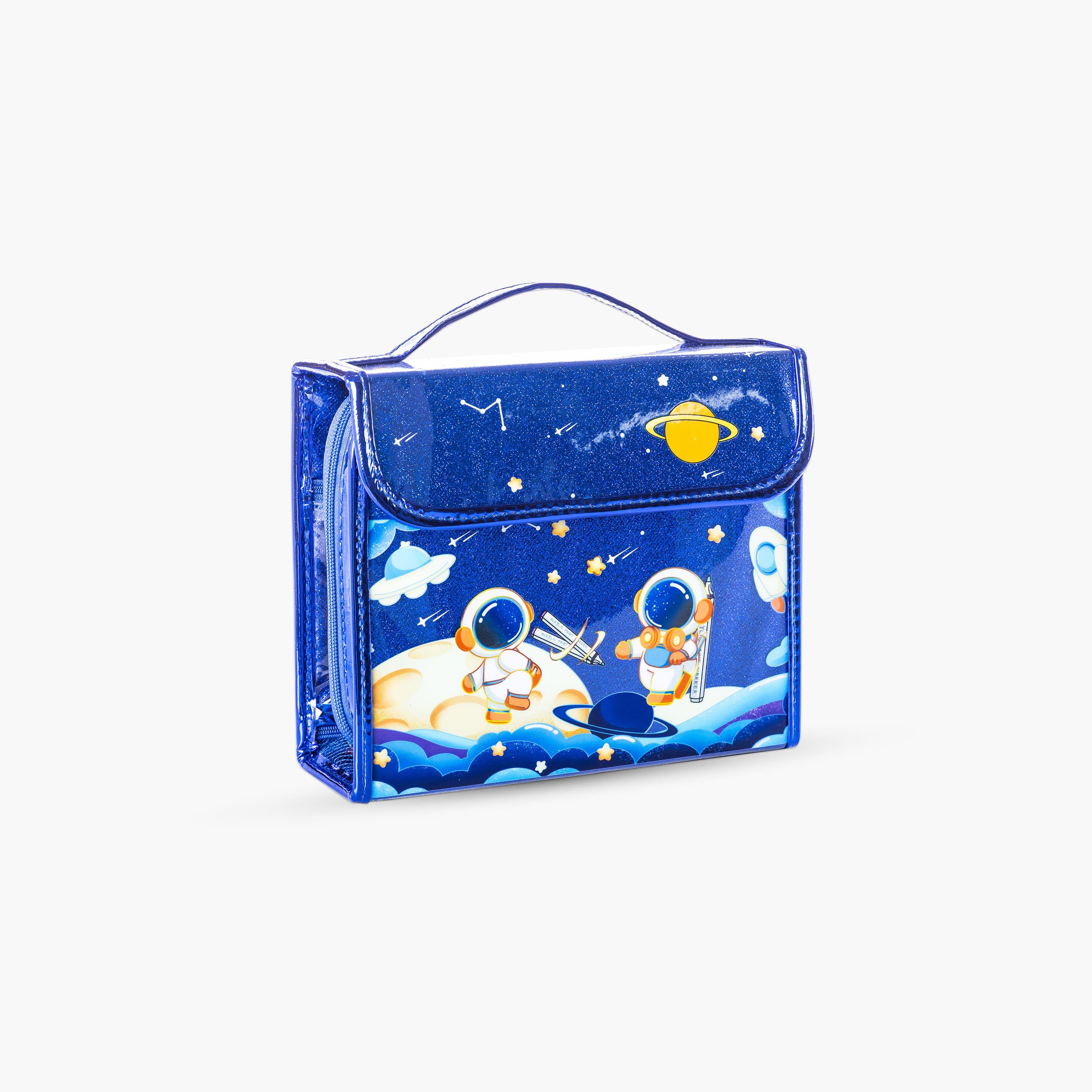 Eazy Kids 82-Piece Art Supplies Set Carrying Case with Paints, Crayons, Markers - Blue-school-artsandcrafts-image-2