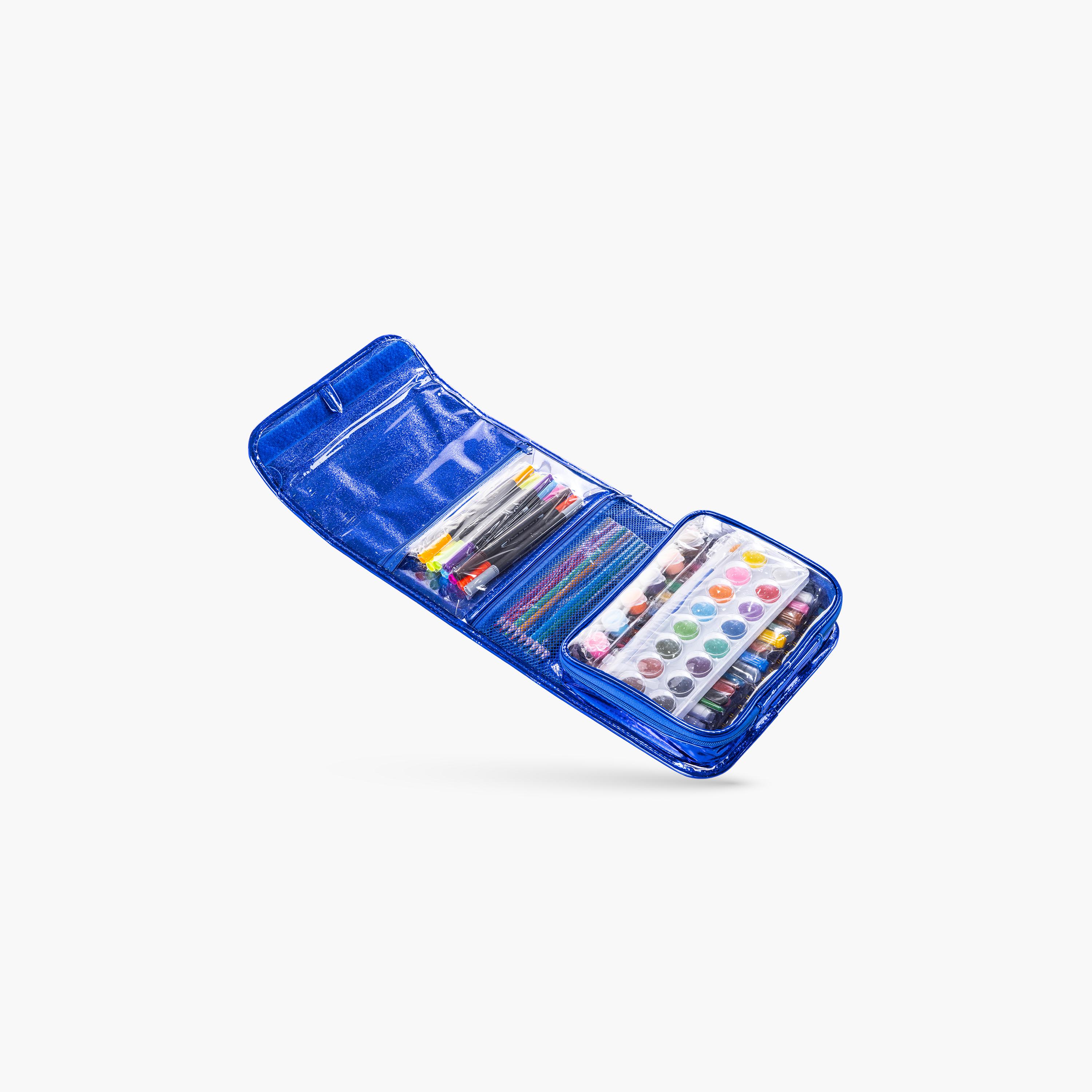 Eazy Kids 82-Piece Art Supplies Set Carrying Case with Paints, Crayons, Markers - Blue-school-artsandcrafts-image-4