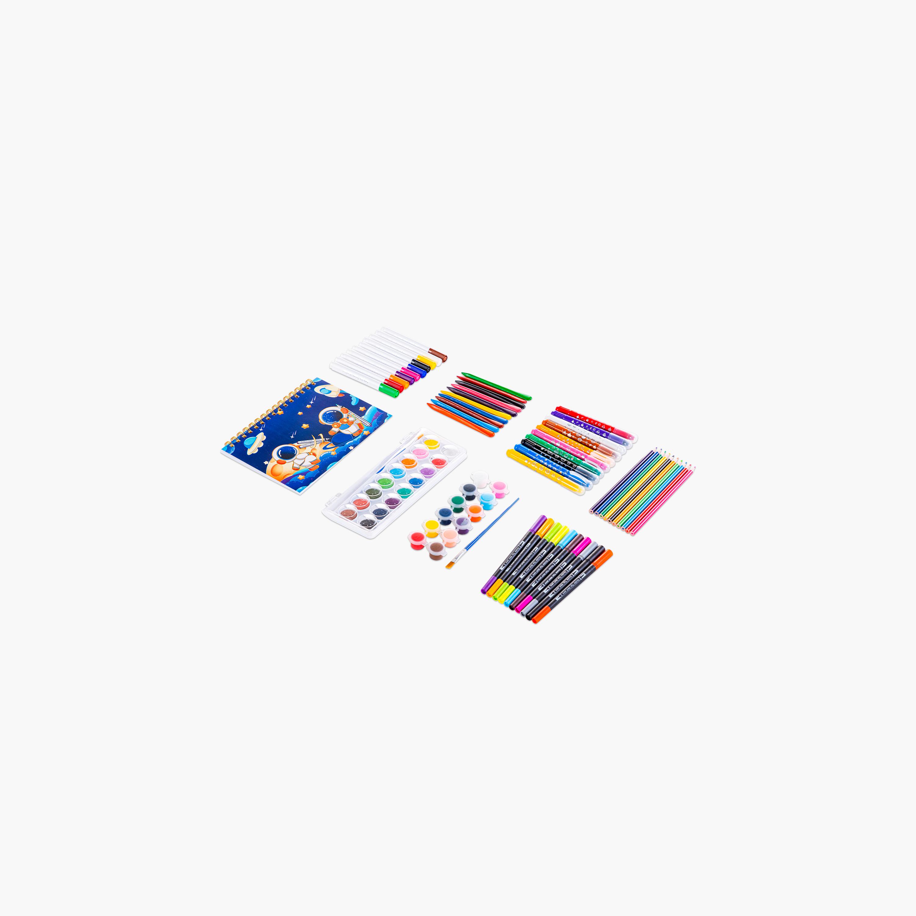 Eazy Kids 82-Piece Art Supplies Set Carrying Case with Paints, Crayons, Markers - Blue-school-artsandcrafts-image-5