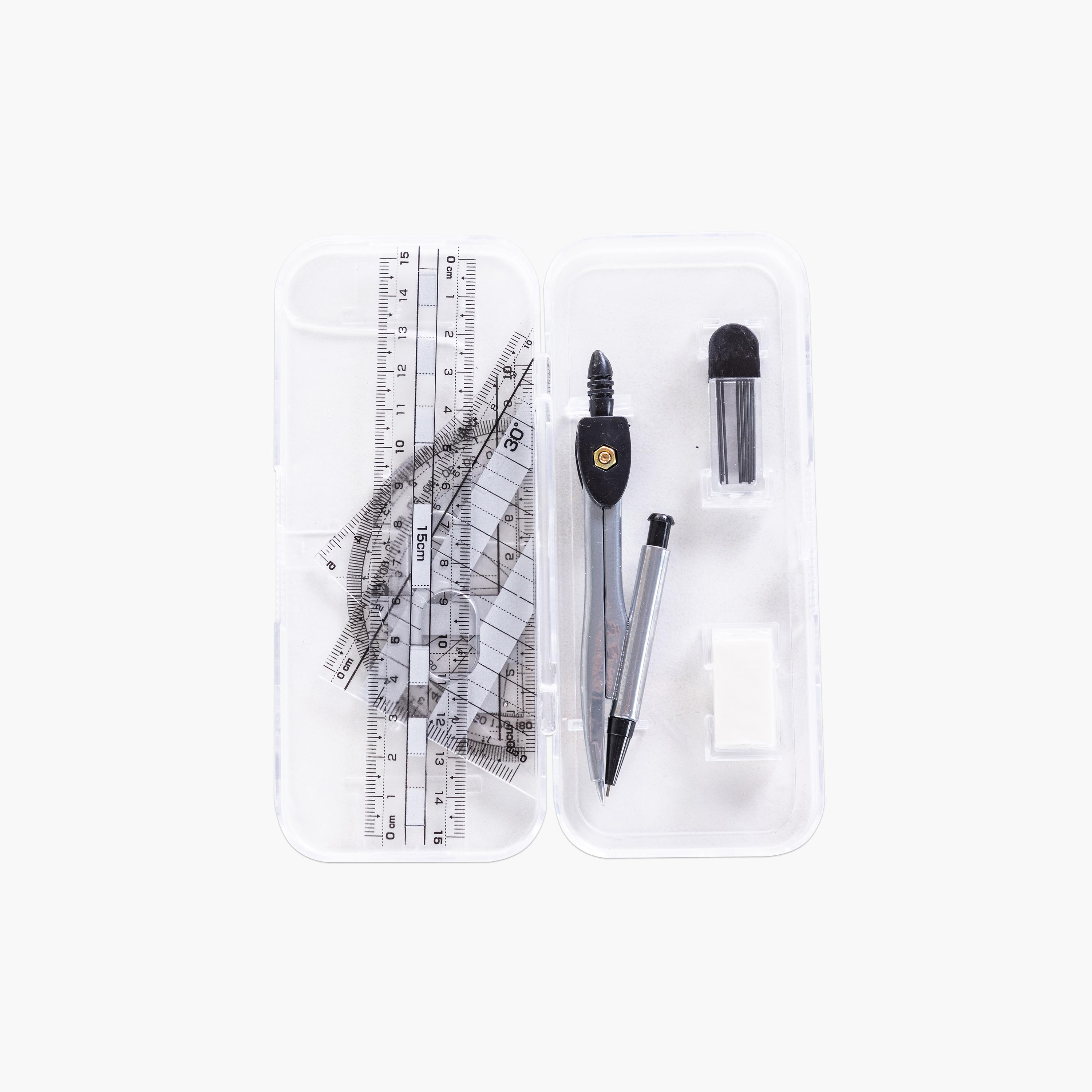 Eazy Kids 7-Piece Geometry Set with Plastic Case-school-stationery-sets-image-2