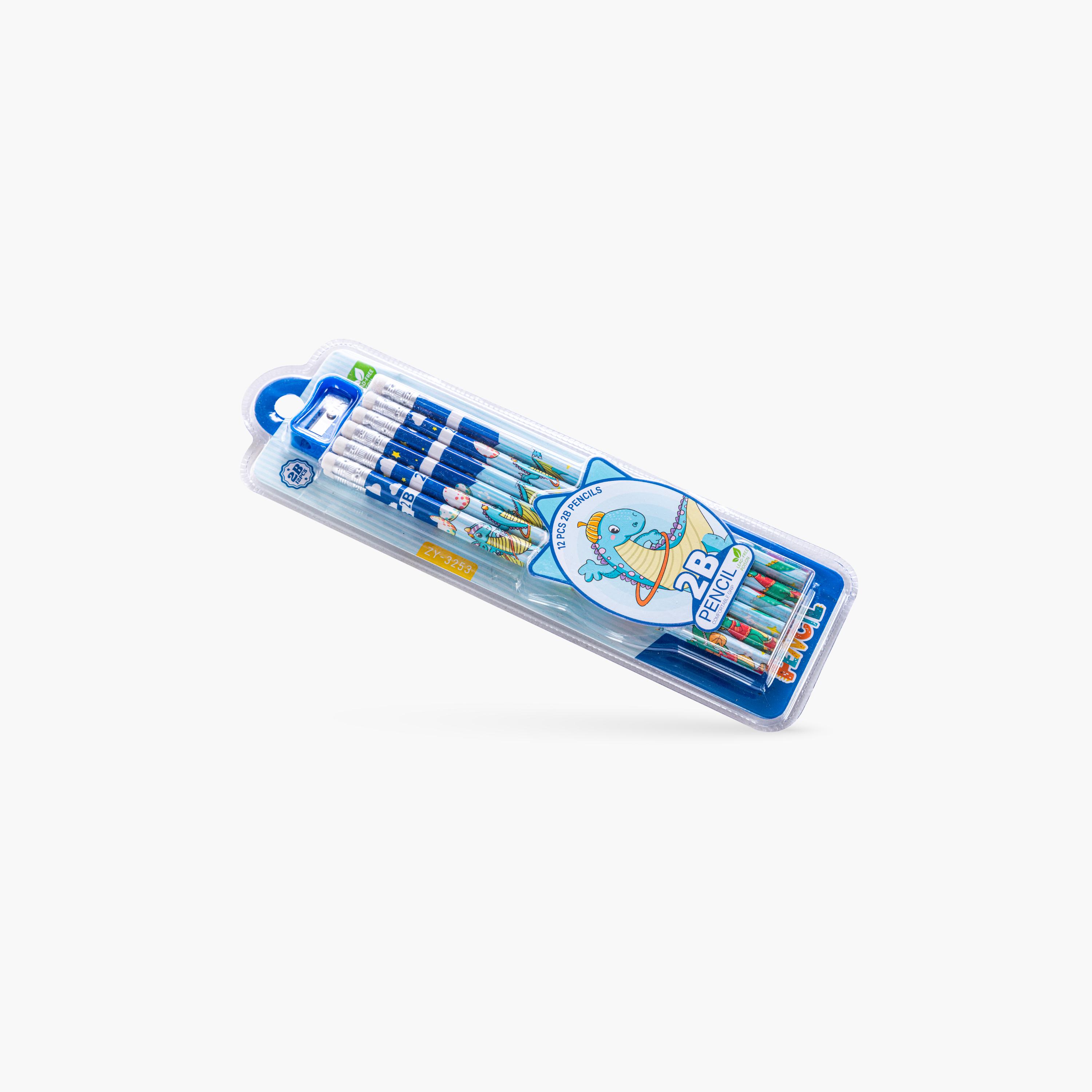 Eazy Kids 12-Piece 2B Pencils with Eraser & Sharpener - Blue-school-stationery-pensandpencils-image-2
