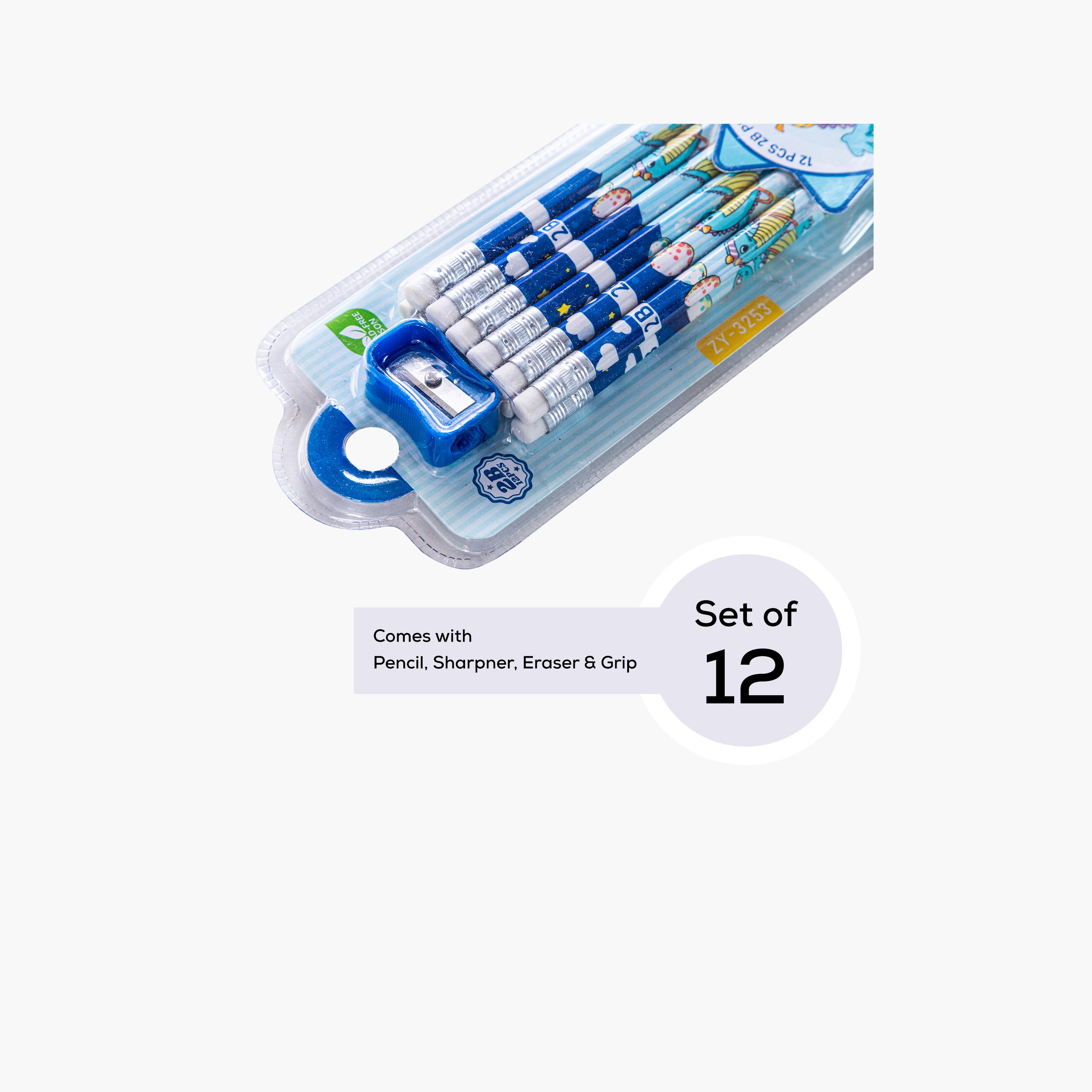 Eazy Kids 12-Piece 2B Pencils with Eraser & Sharpener - Blue-school-stationery-pensandpencils-image-3