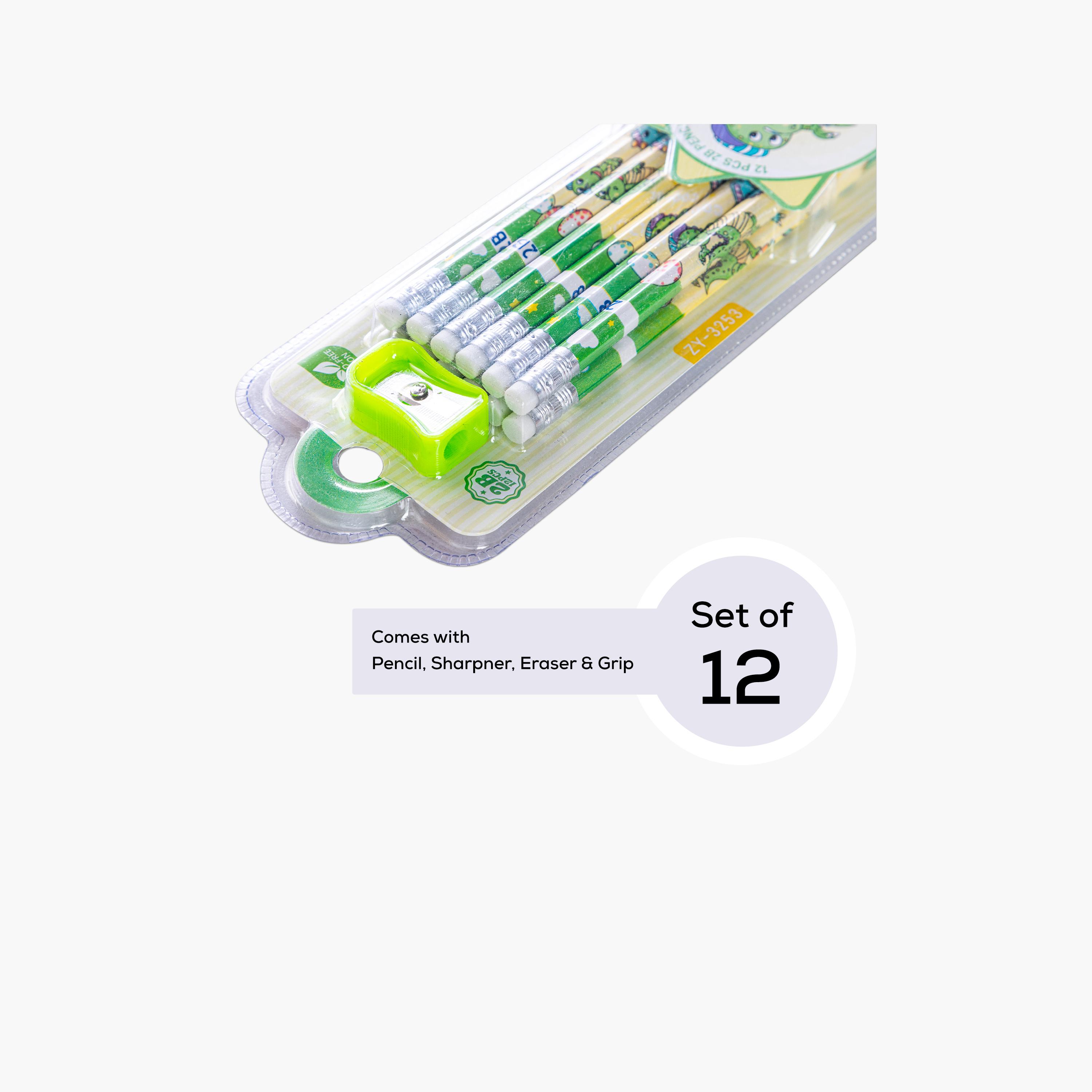 Eazy Kids 12-Piece 2B Pencils with Eraser & Sharpener - Light Green-school-stationery-pensandpencils-image-3