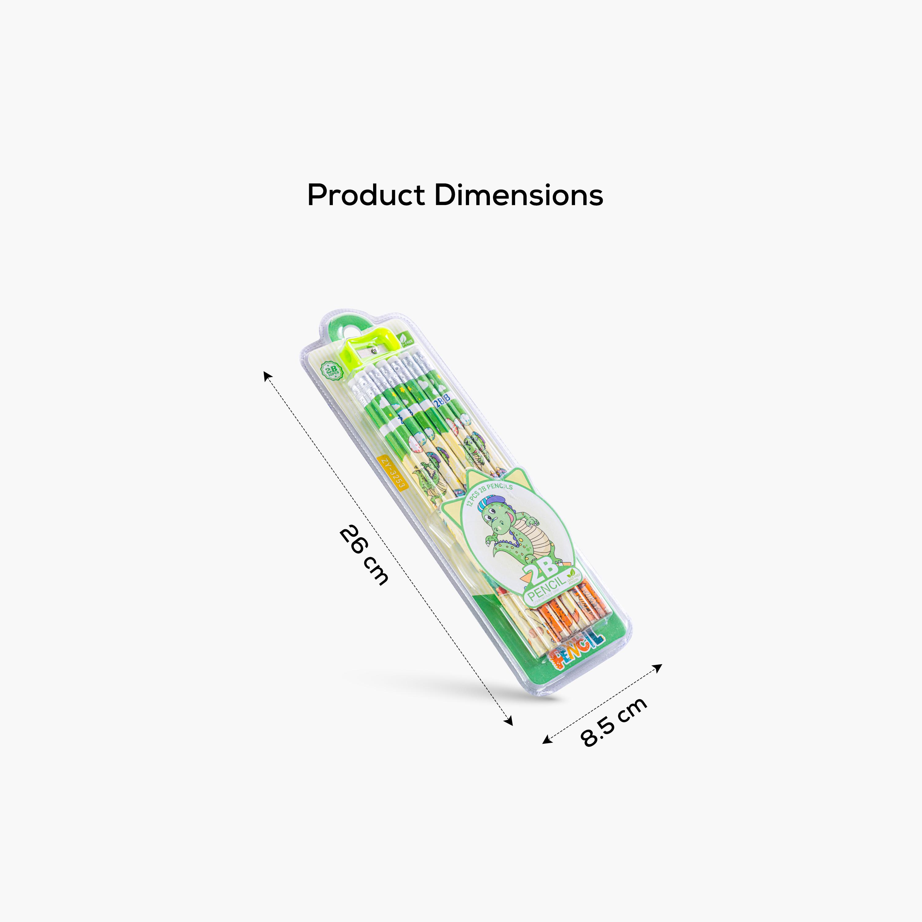 Eazy Kids 12-Piece 2B Pencils with Eraser & Sharpener - Light Green-school-stationery-pensandpencils-image-5