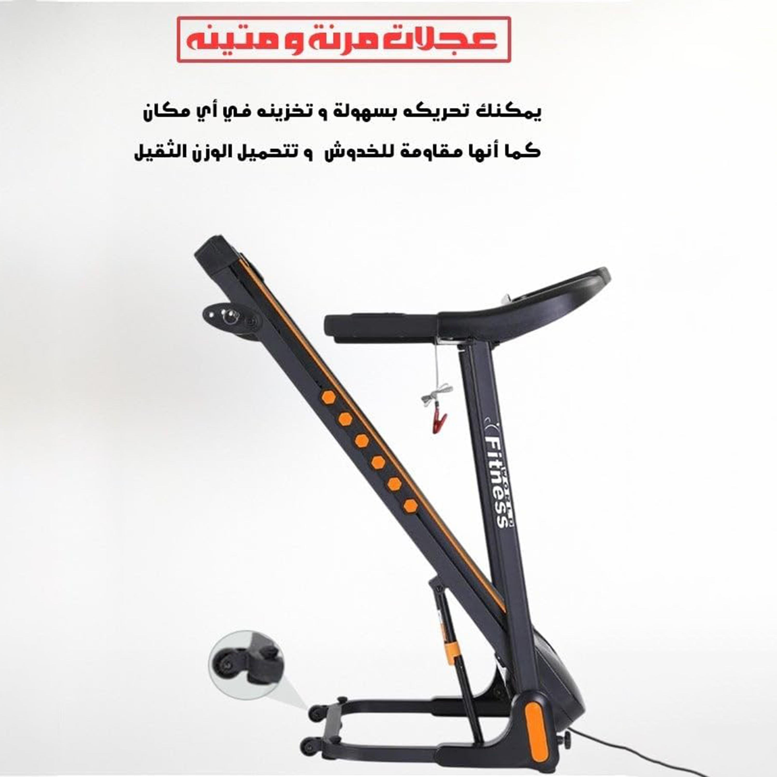 Fitness World Foldable Treadmill For Workout With LED Display, USB Input, Wheels, MP3-sports-gear-gym-image-4