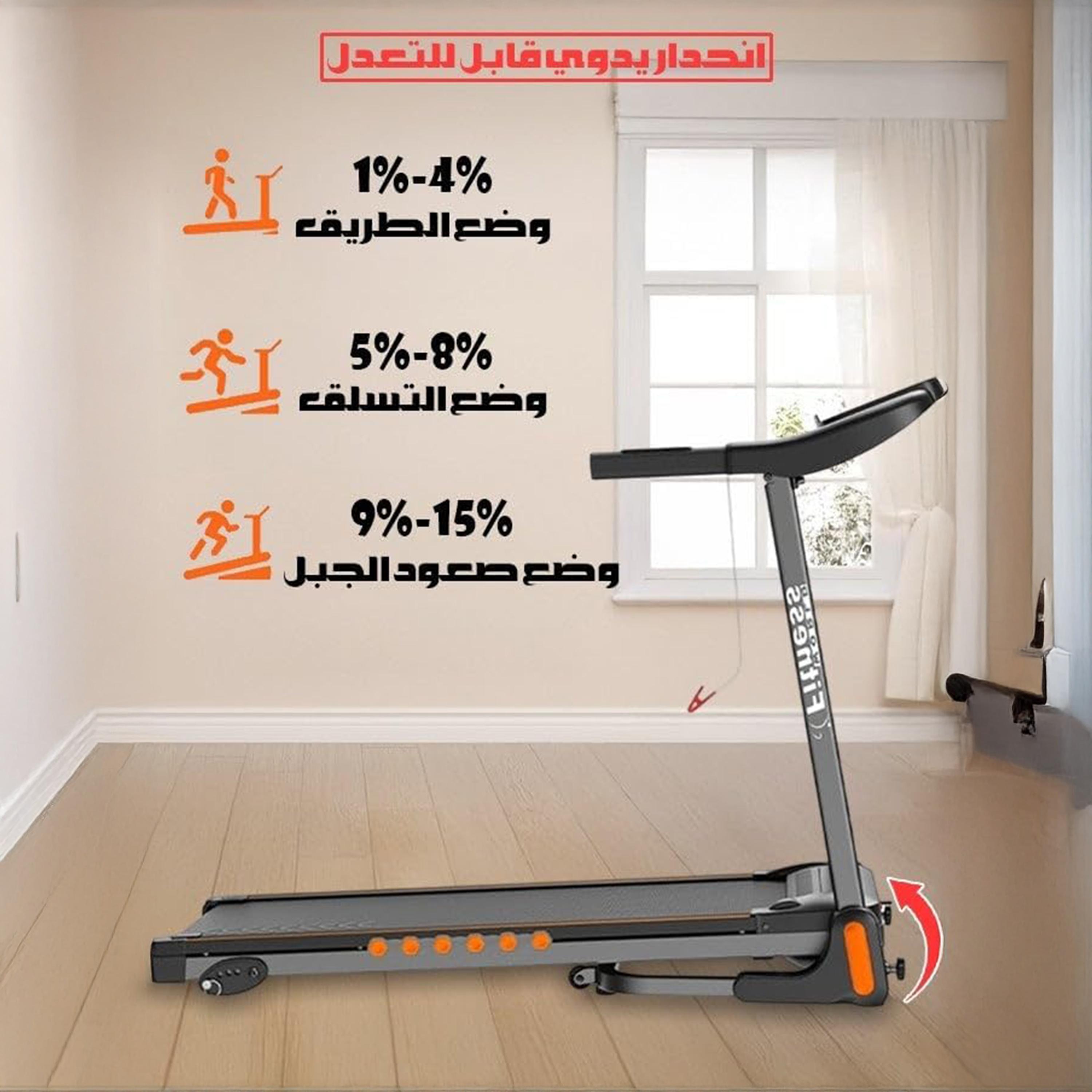 Fitness World Foldable Treadmill For Workout With LED Display, USB Input, Wheels, MP3-sports-gear-gym-image-5