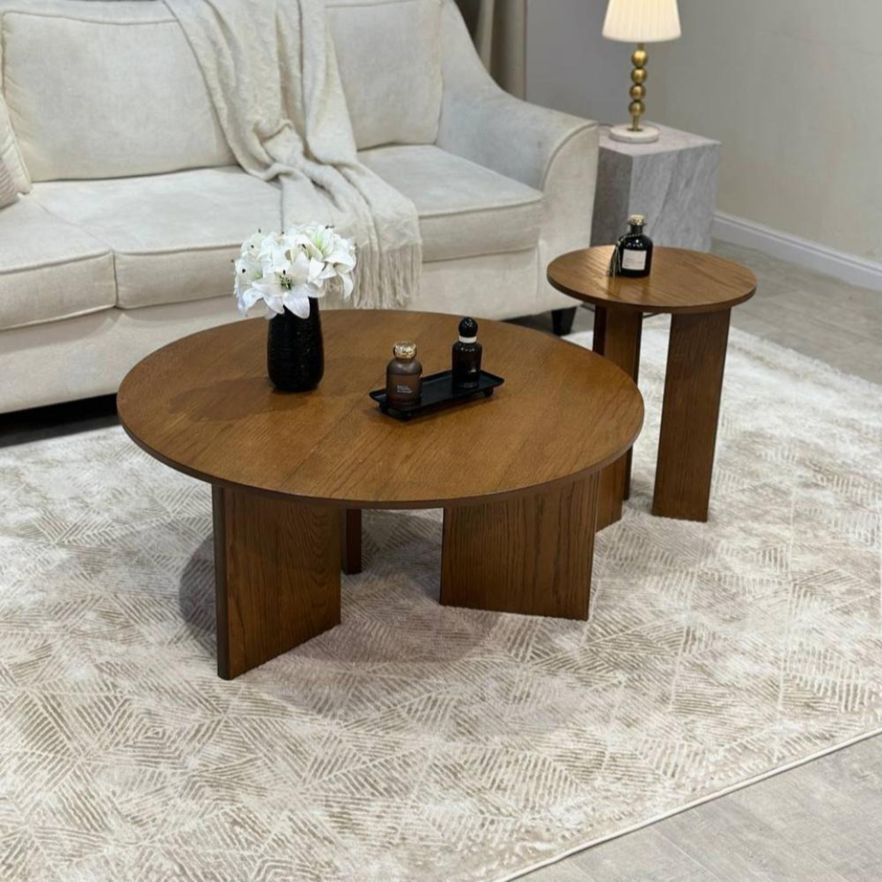 Wooden Top 2-Piece  Table Set-furniture-livingroom-coffeetables-image-1