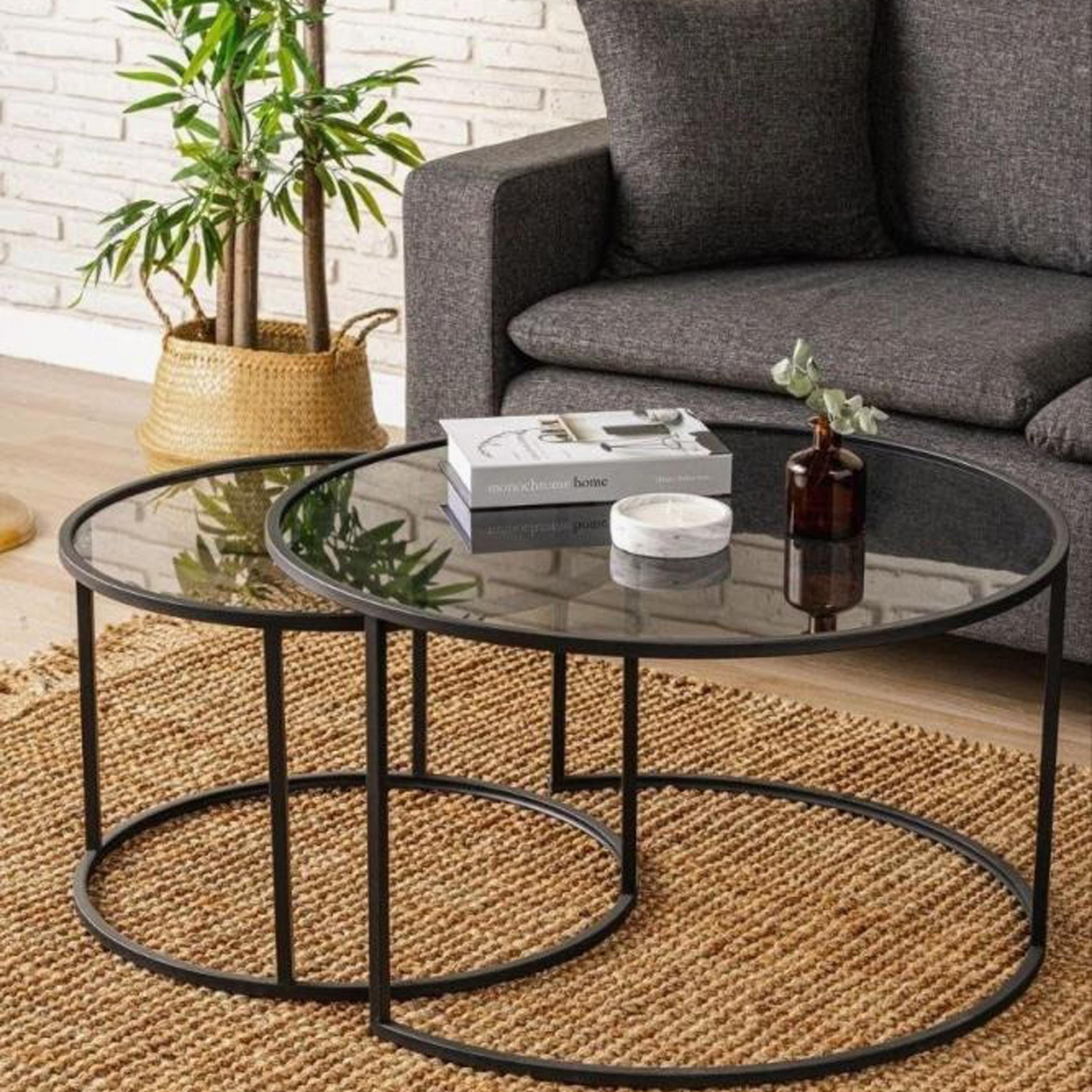 Glass Top 2-Piece  Nesting Table Set-furniture-livingroom-nestoftables-image-2