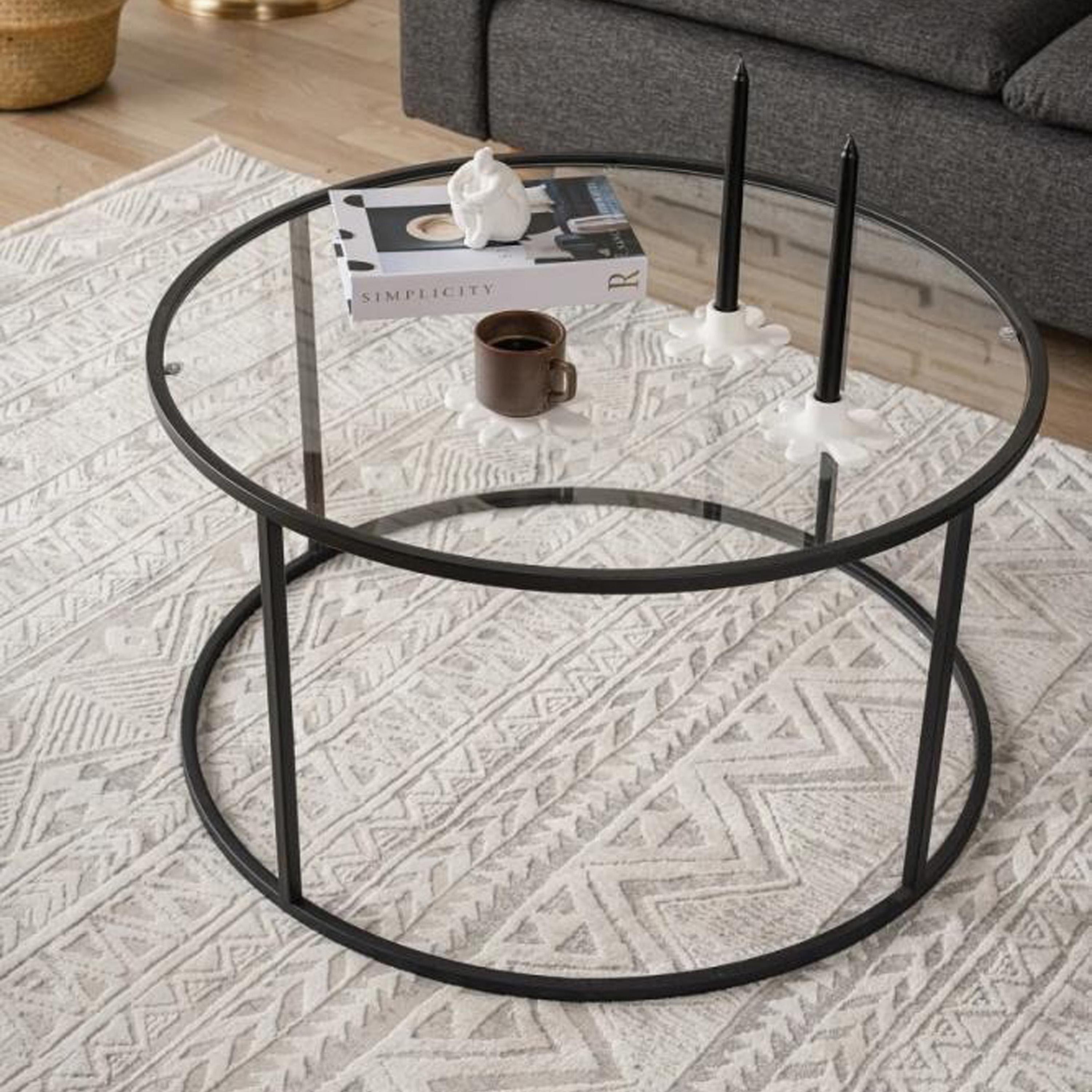 Glass Top Coffee Table - 80x50 cms-furniture-livingroom-coffeetables-image-1