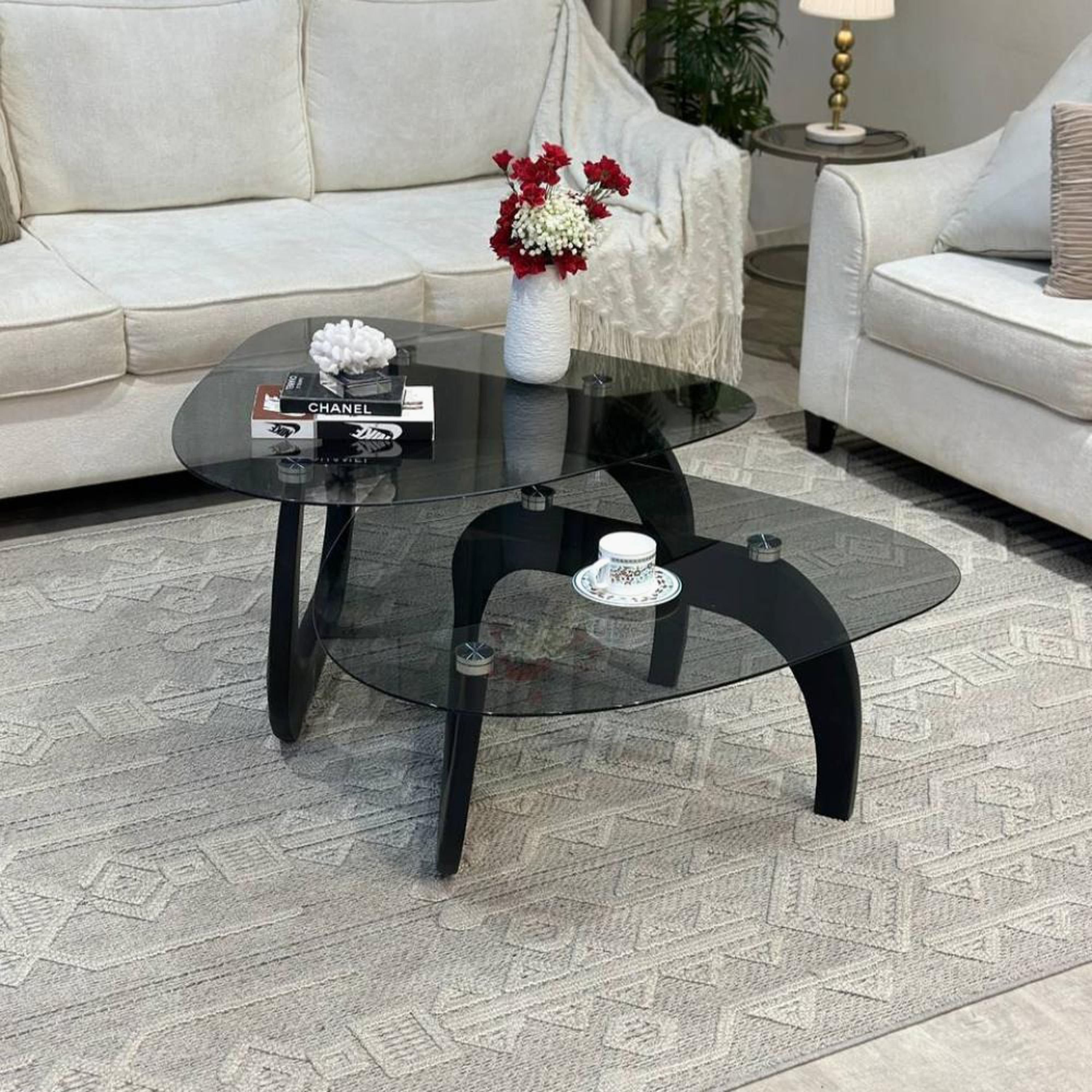 Glass Top 2-Piece  Nesting Table Set-furniture-livingroom-nestoftables-image-1