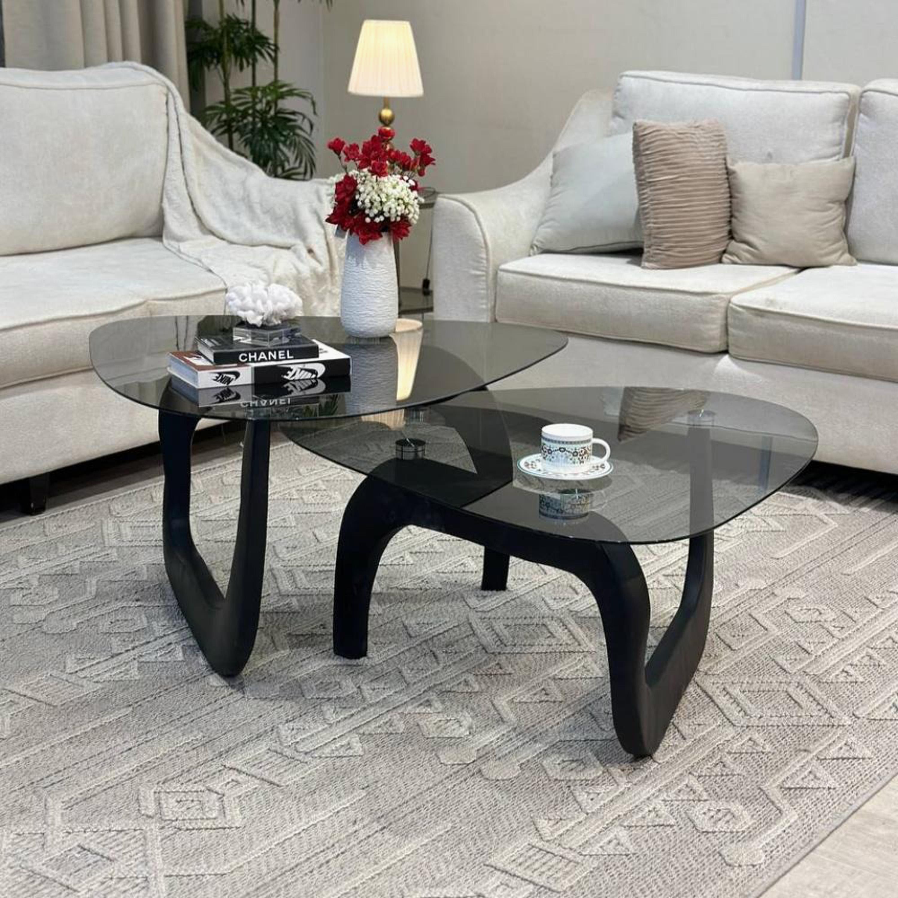 Glass Top 2-Piece  Nesting Table Set-furniture-livingroom-nestoftables-image-2