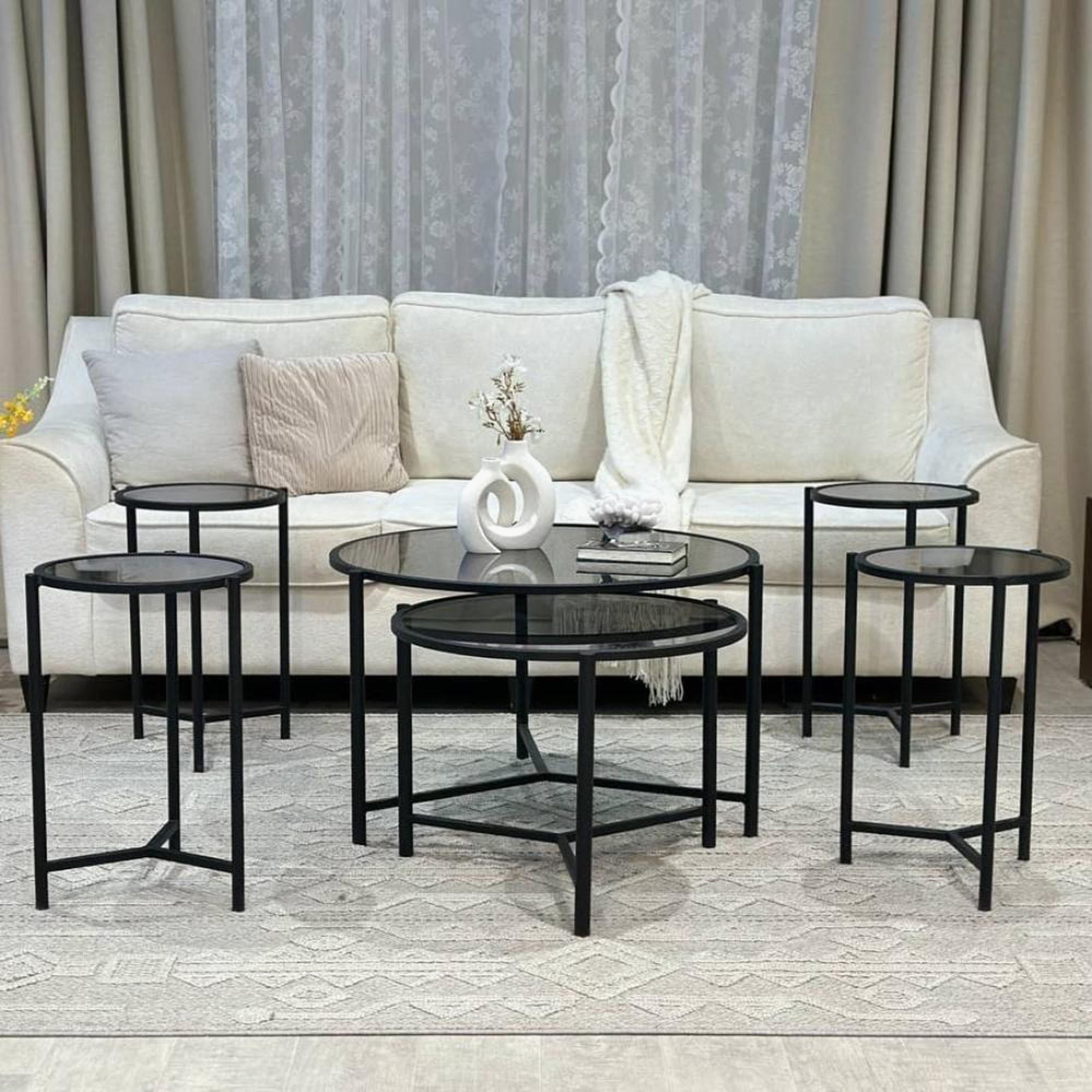 Glass Top 6-Piece Table Set-furniture-livingroom-nestoftables-image-1