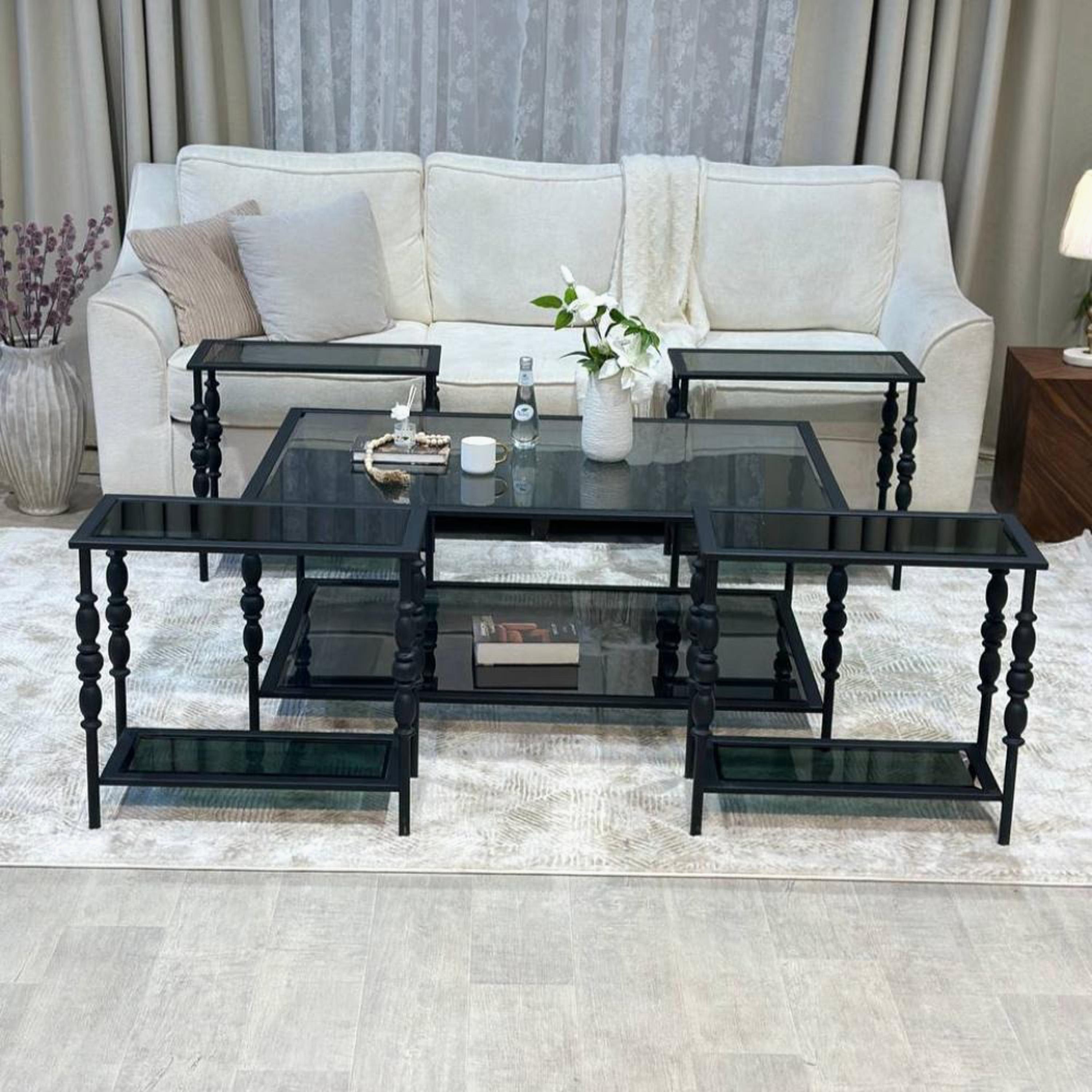 Glass Top 5-Piece Table Set-furniture-livingroom-coffeetables-image-1