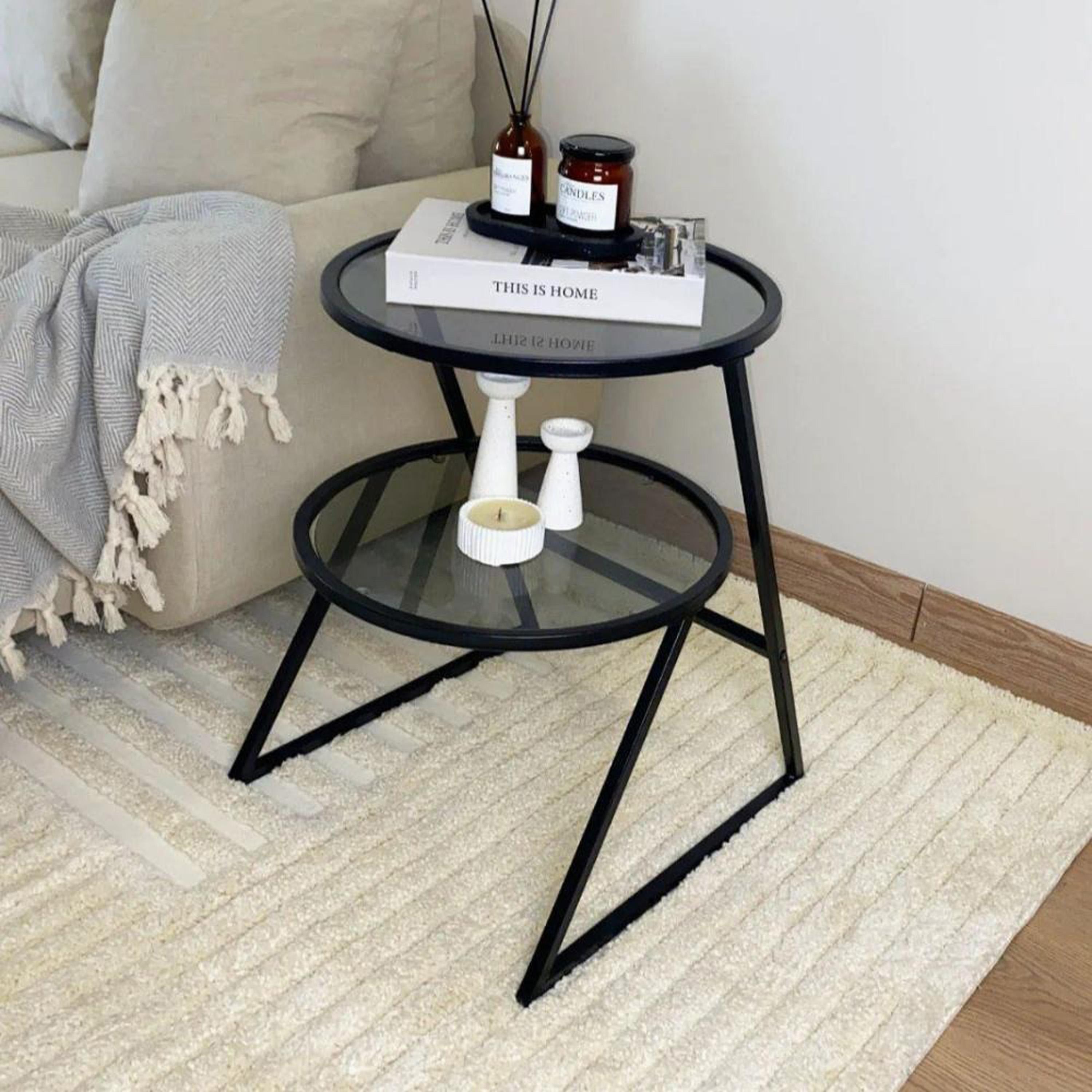 Glass Top 2-Tier Side Table-furniture-livingroom-sideandendtables-image-1