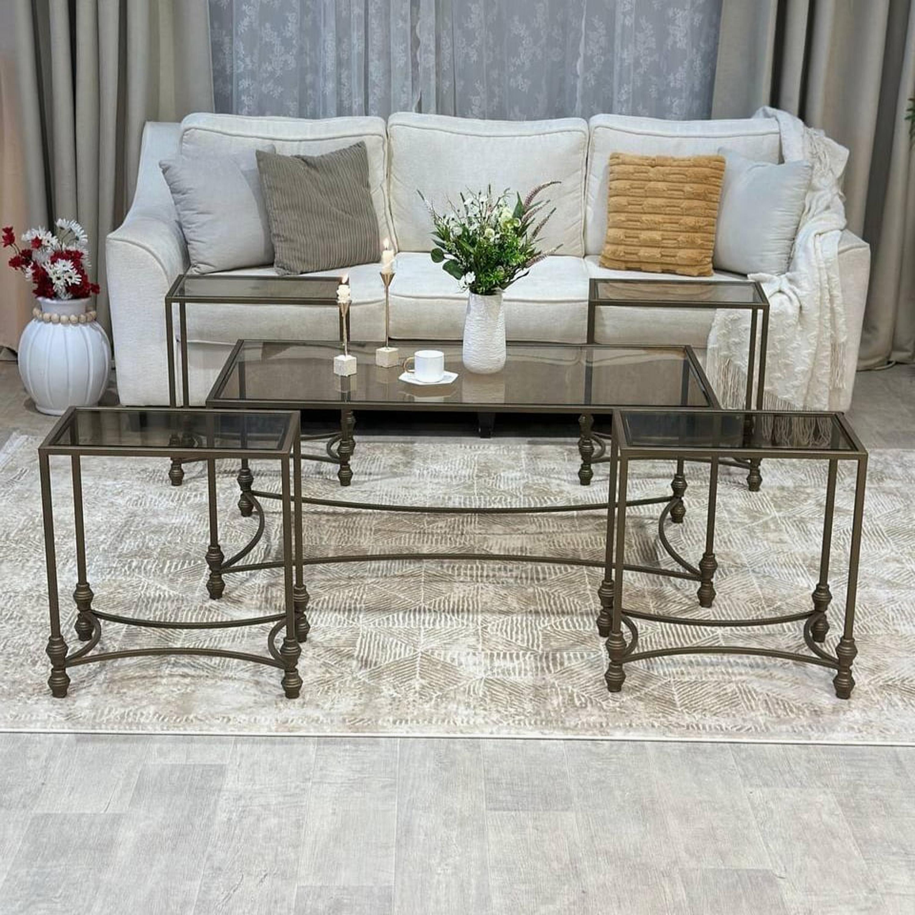 طقم طاولات بسطح زجاج 5 قطع من تودو-furniture-livingroom-coffeetables-image-1