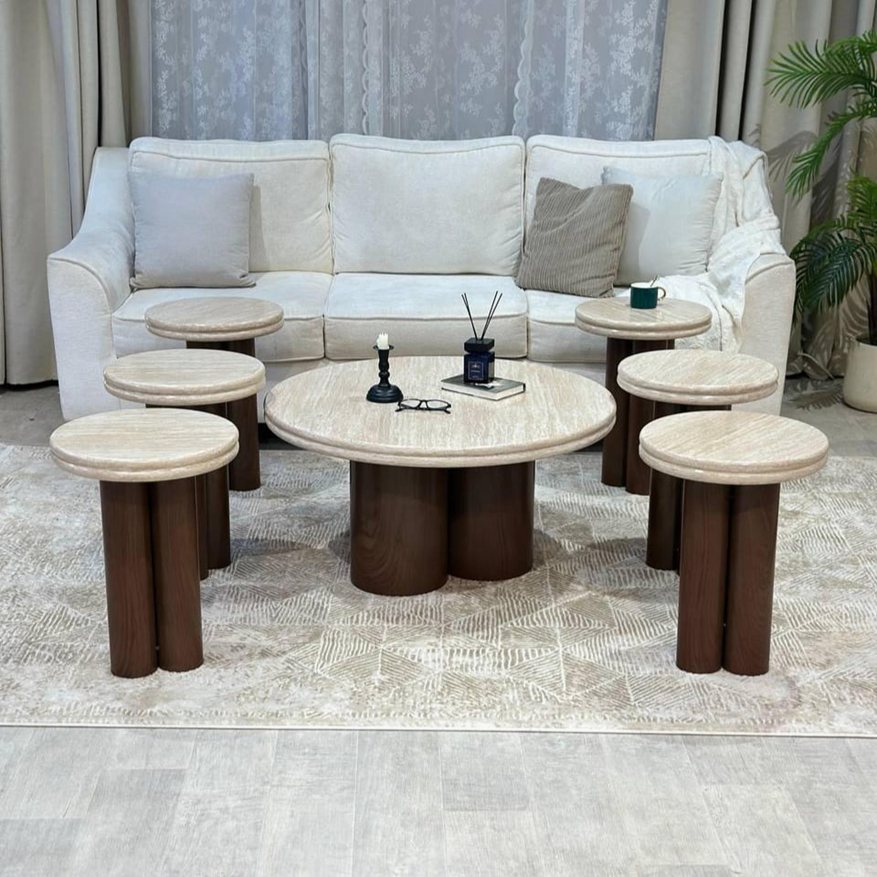 Wooden Top 7-Piece Table Set-furniture-livingroom-coffeetables-image-1