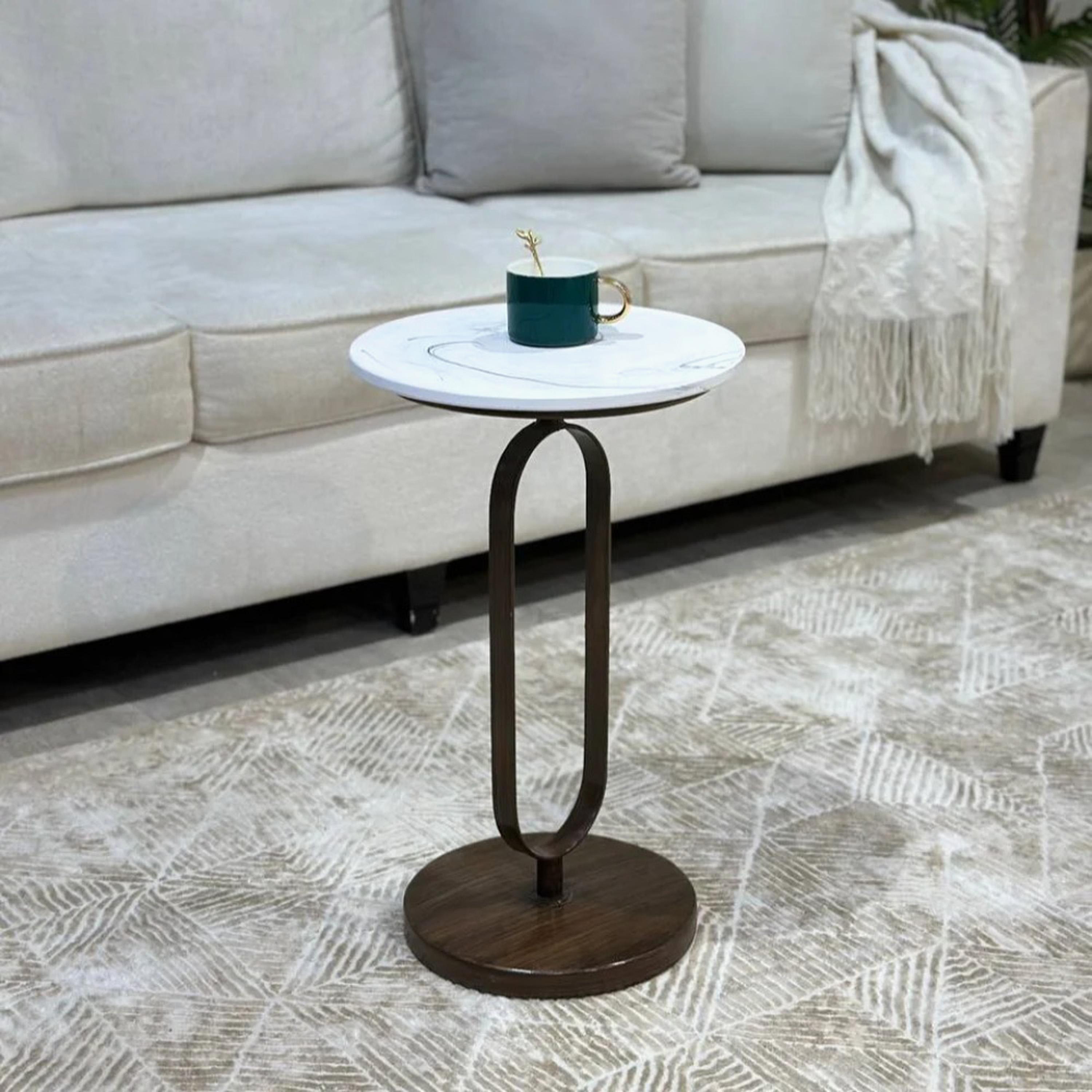 Marble Top Side Table with Pedestal Base - 35x56 cms-furniture-livingroom-sideandendtables-image-1