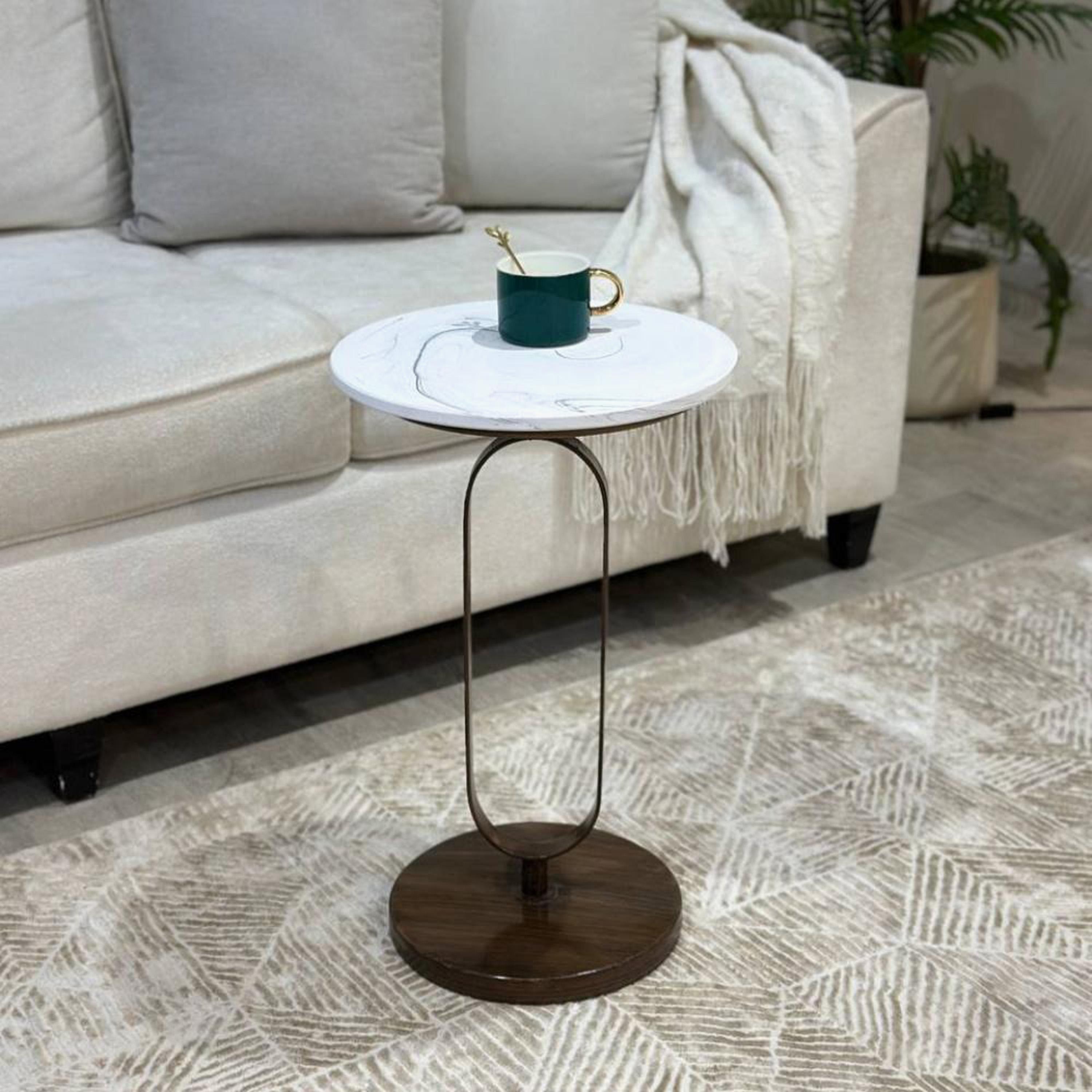 Marble Top Side Table with Pedestal Base - 35x56 cms-furniture-livingroom-sideandendtables-image-2