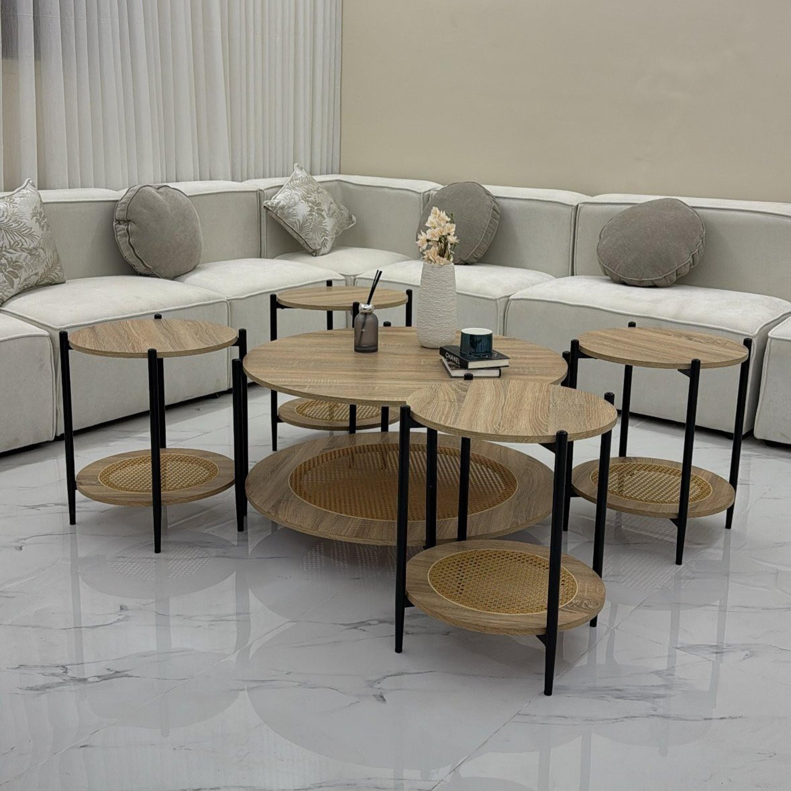 Wooden Top 5-Piece Table Set-furniture-livingroom-coffeetables-image-1