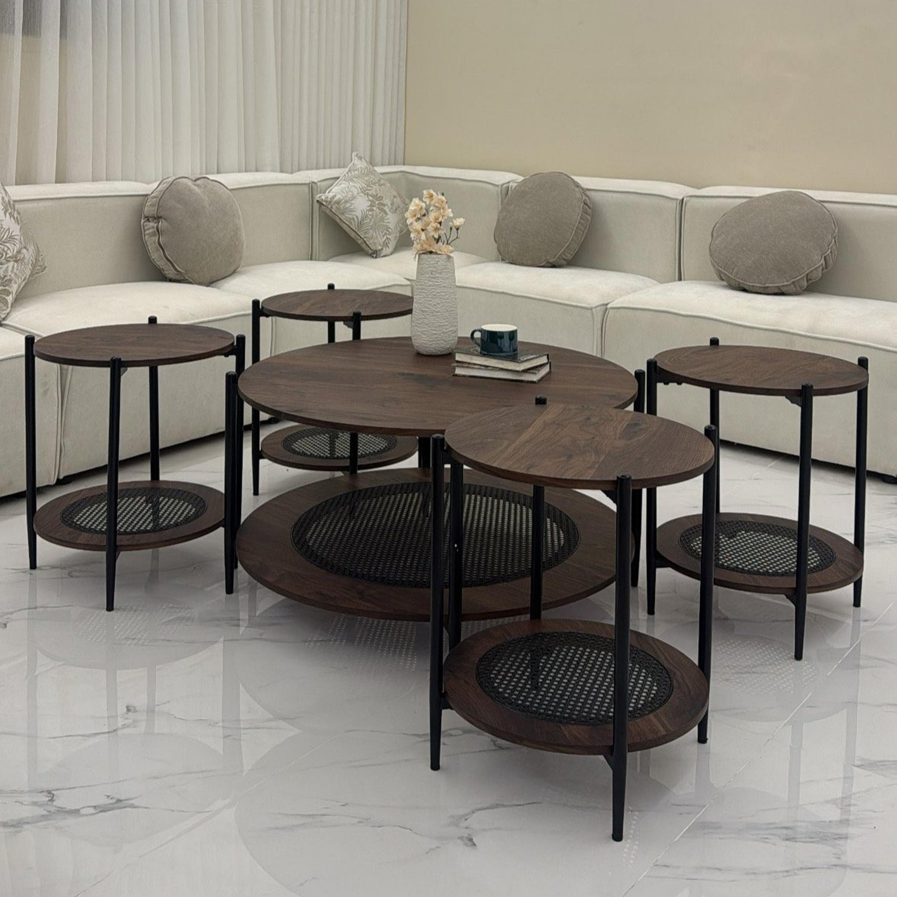 Wooden Top 5-Piece Table Set-furniture-livingroom-coffeetables-image-1