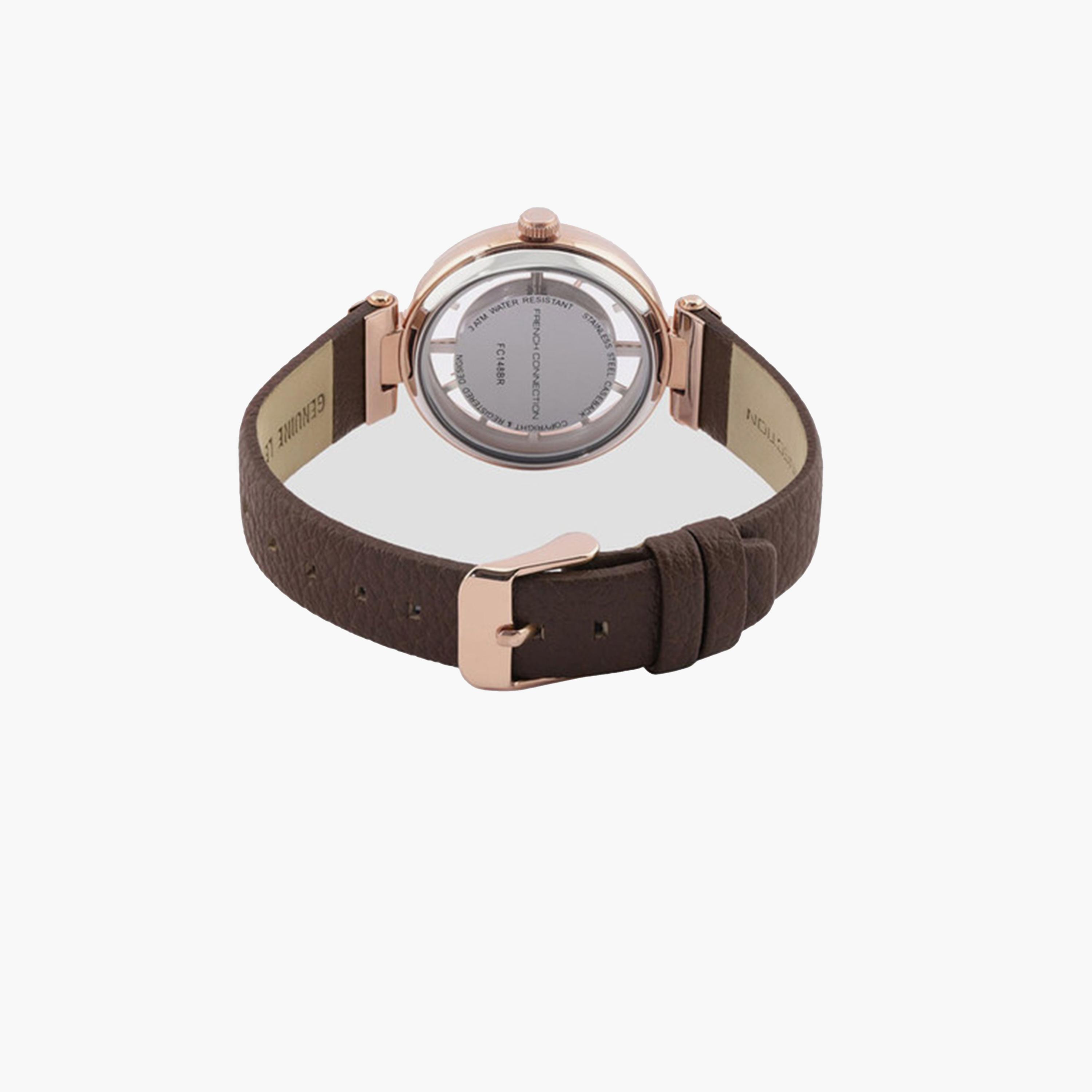فرينش كونيكشن- ساعة تناظرية للنساء سوار ستانلس ستيل  34مم لون بني | FC148BR-women-watchesandjewellery-watches-image-2