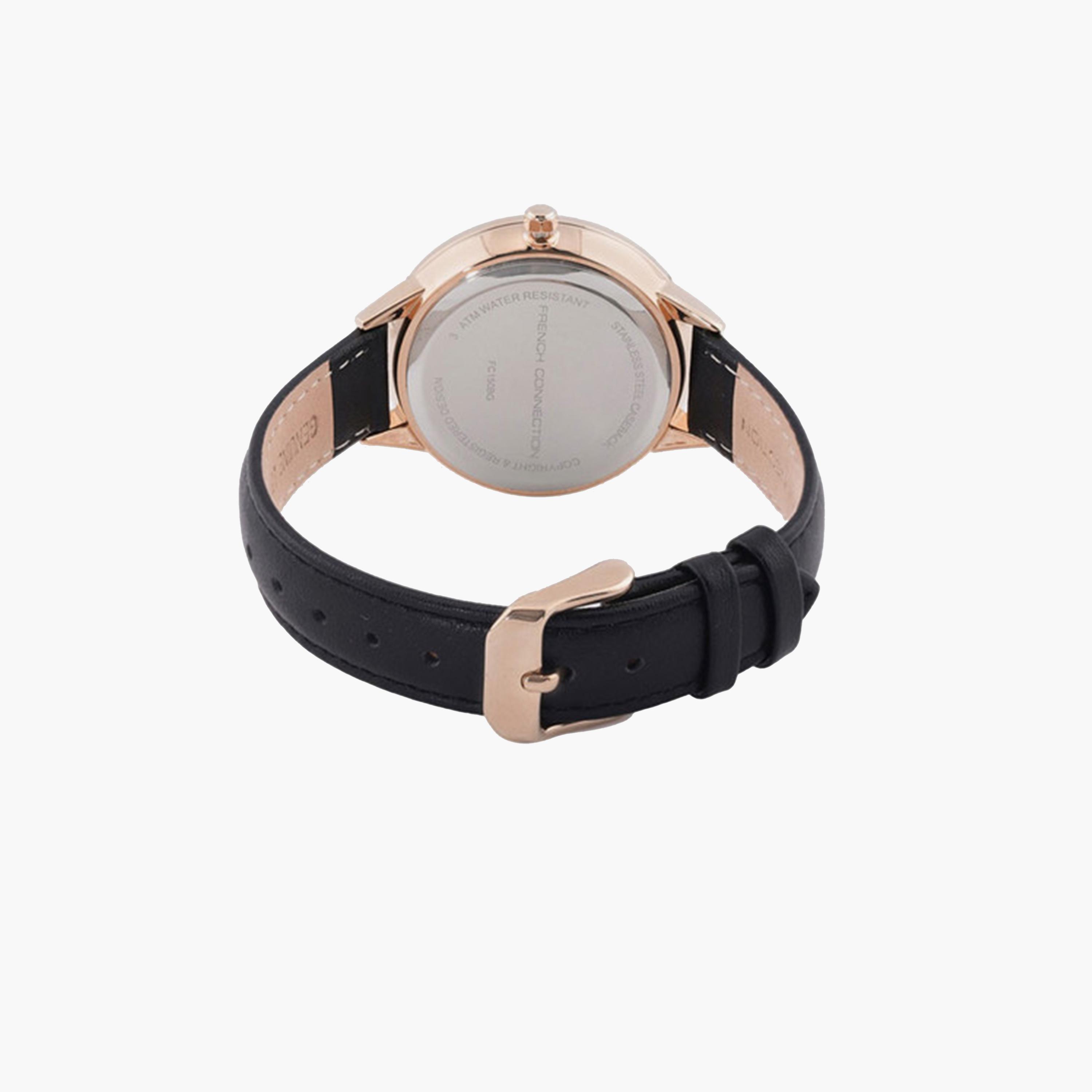 فرينش كونيكشن- ساعة كرونوغراف للنساء سوار جلدي  36.5مم لون أسود | FC149B-women-watchesandjewellery-watches-image-3
