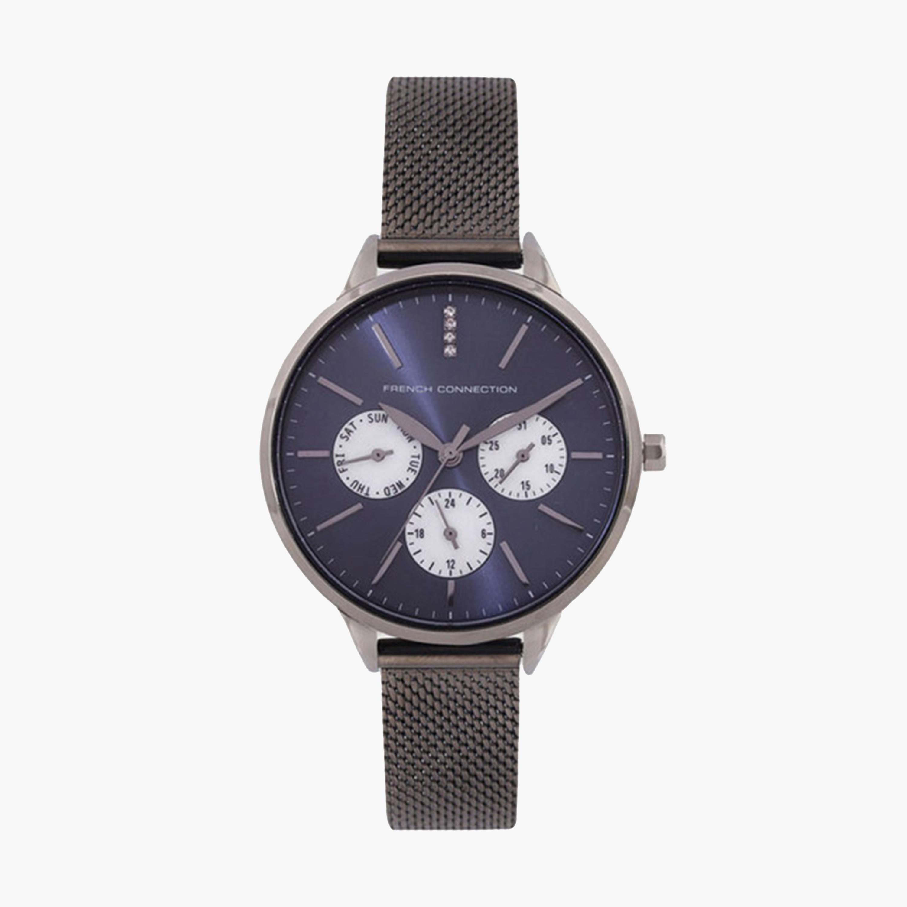 فرينش كونيكشن- ساعة كرونوغراف للنساء سوار ستانلس ستيل  36مم لون أسود | FC150BM-women-watchesandjewellery-watches-image-1