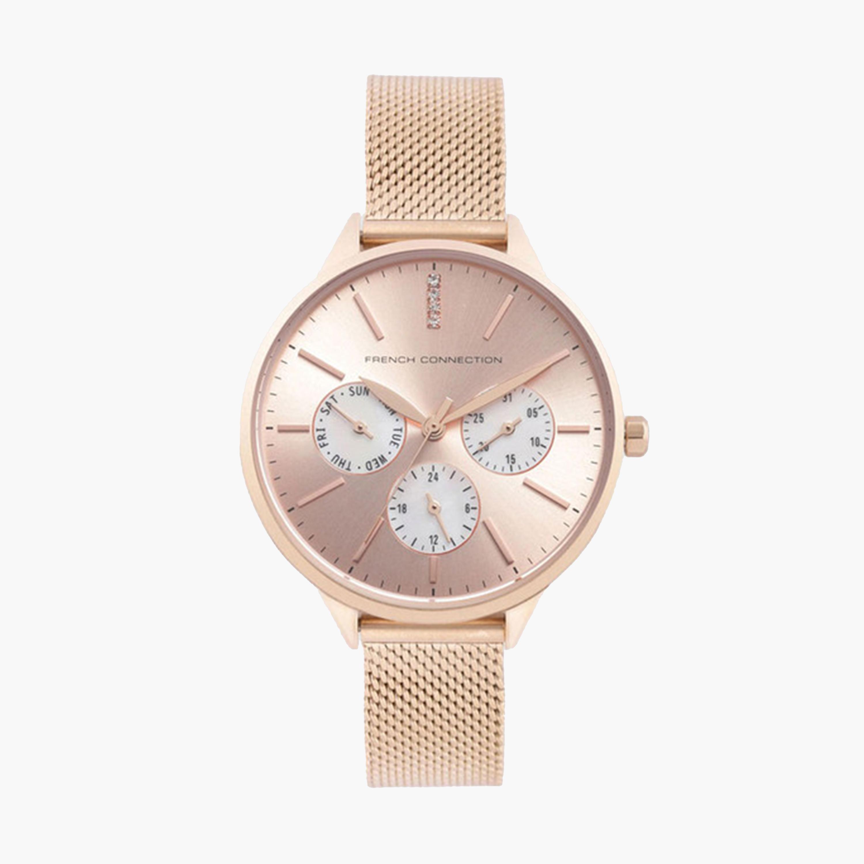 فرينش كونيكشن- ساعة كرونوغراف للرجال سوار ستانلس ستيل  36مم لون ذهبي وردي | FC150RGM-men-watchesandjewellery-watches-image-1