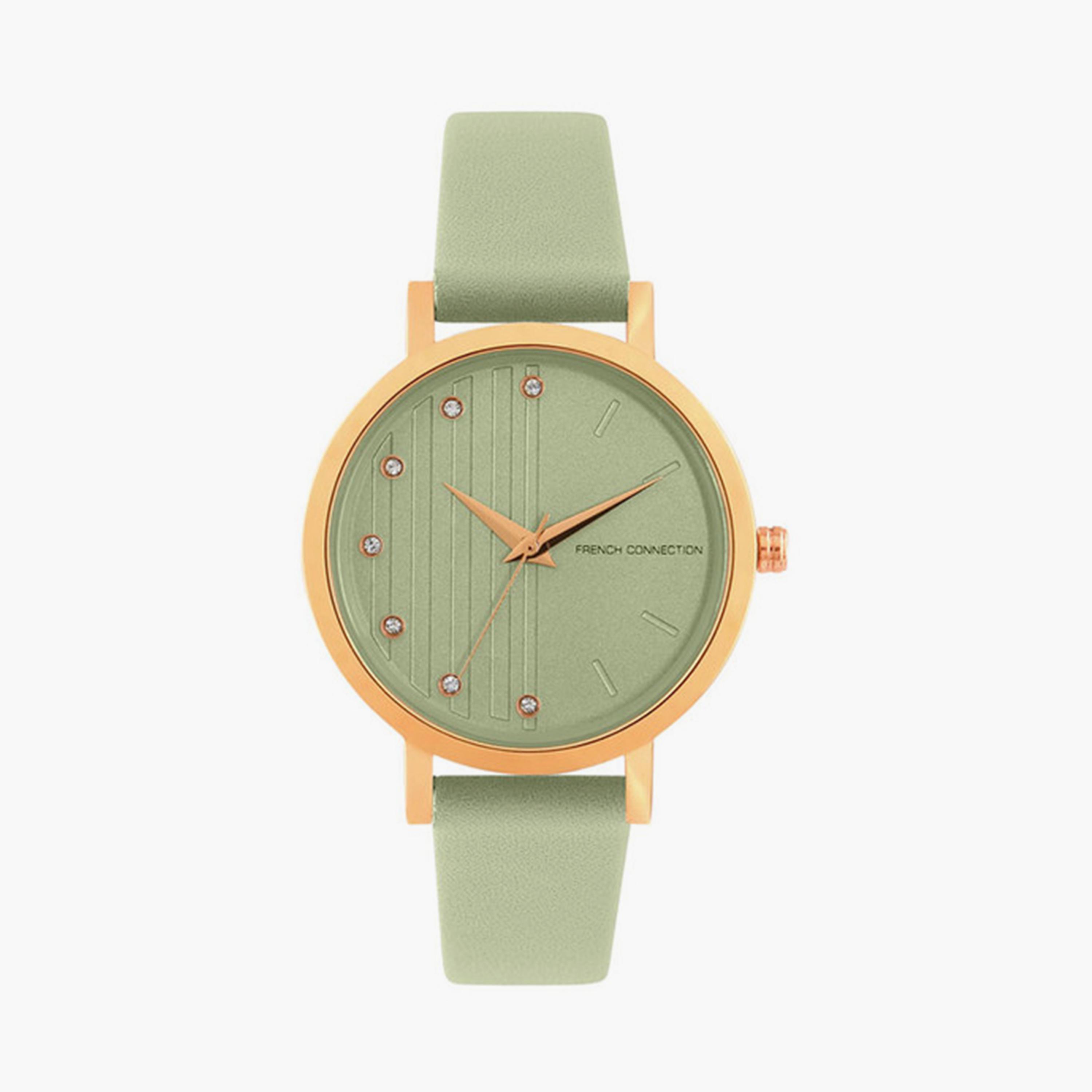 فرينش كونيكشن- ساعة تناظرية للنساء سوار جلدي  34مم لون أخضر | FC20-63C-R-women-watchesandjewellery-watches-image-1