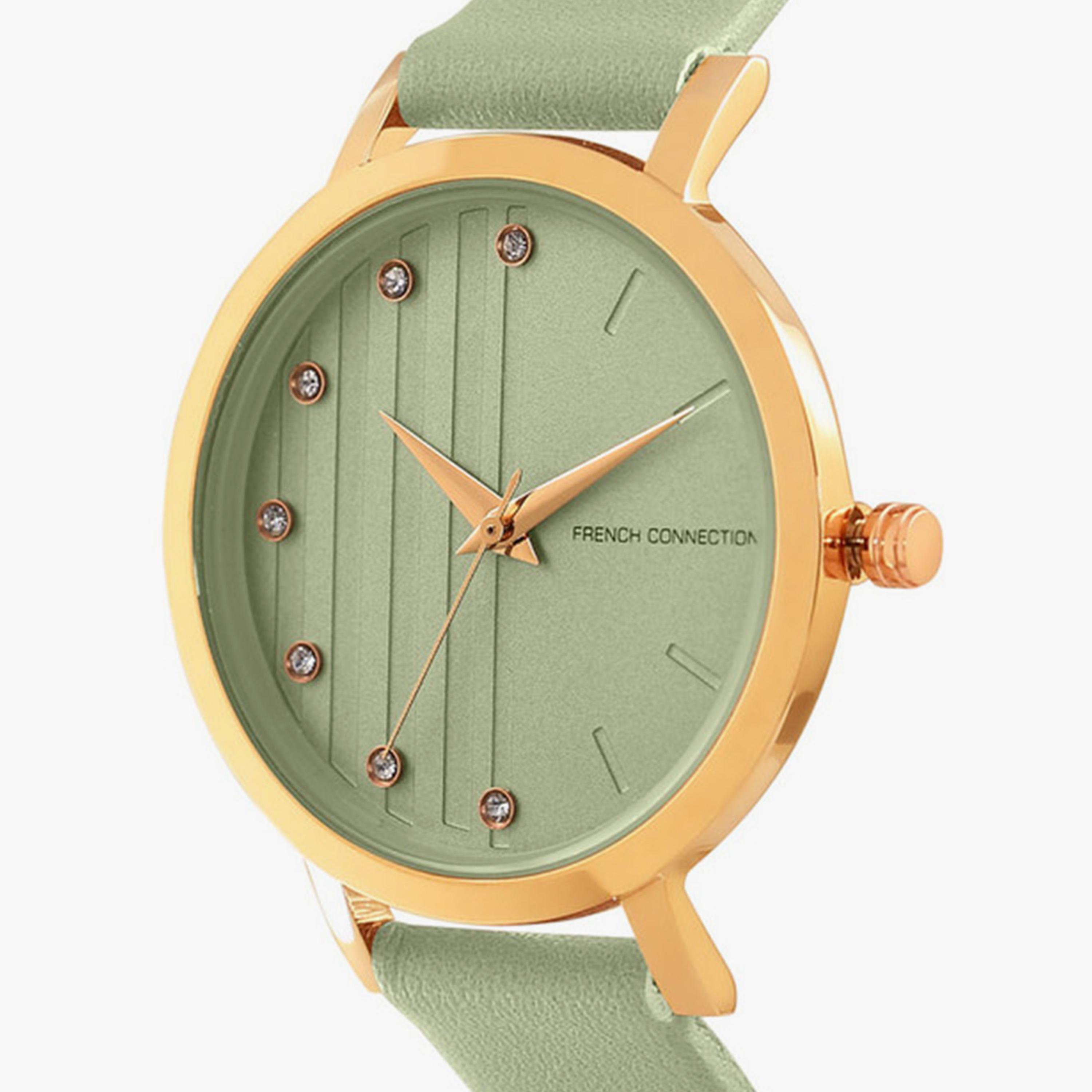 فرينش كونيكشن- ساعة تناظرية للنساء سوار جلدي  34مم لون أخضر | FC20-63C-R-women-watchesandjewellery-watches-image-2